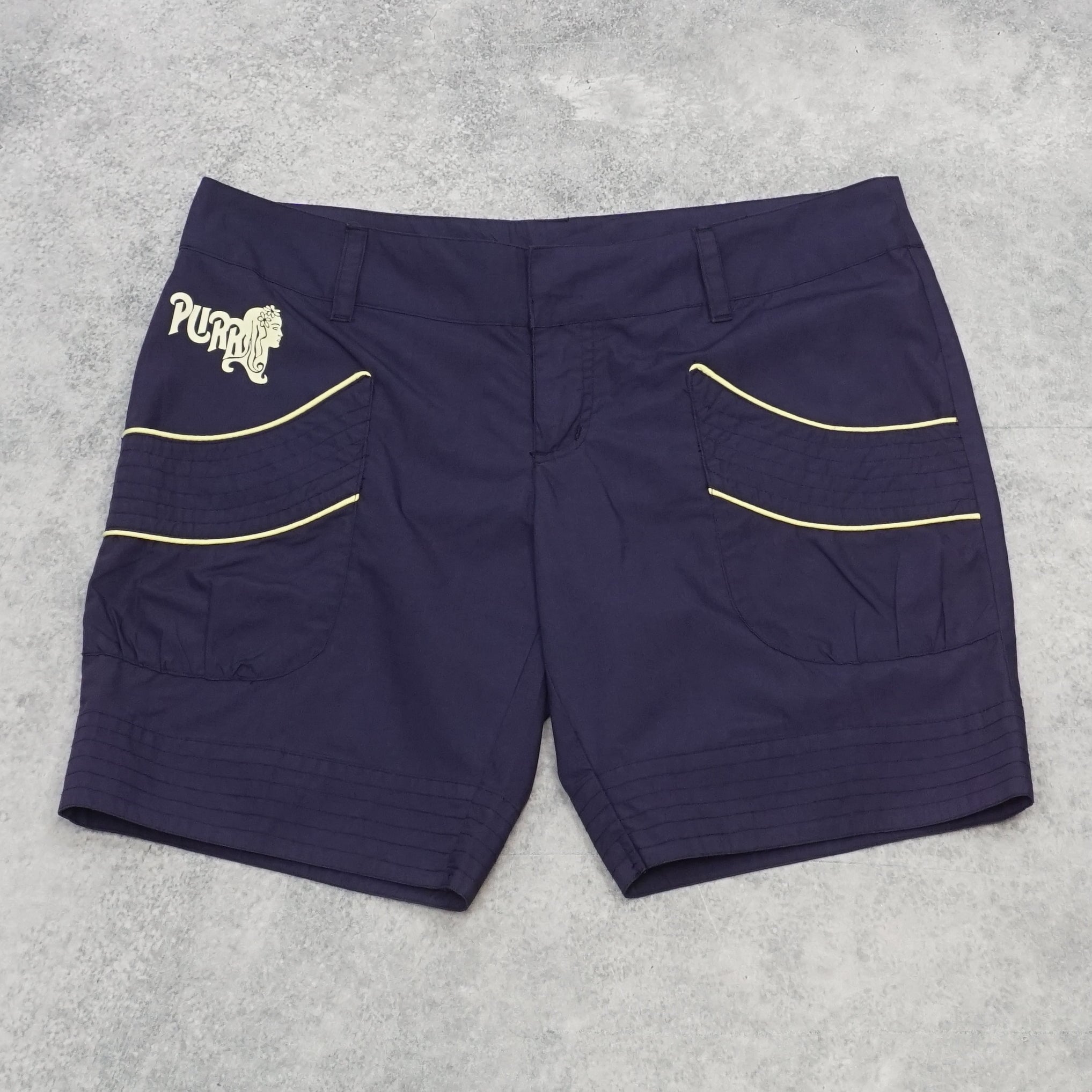 2000s Purr Navy Gold Trim Shorts
