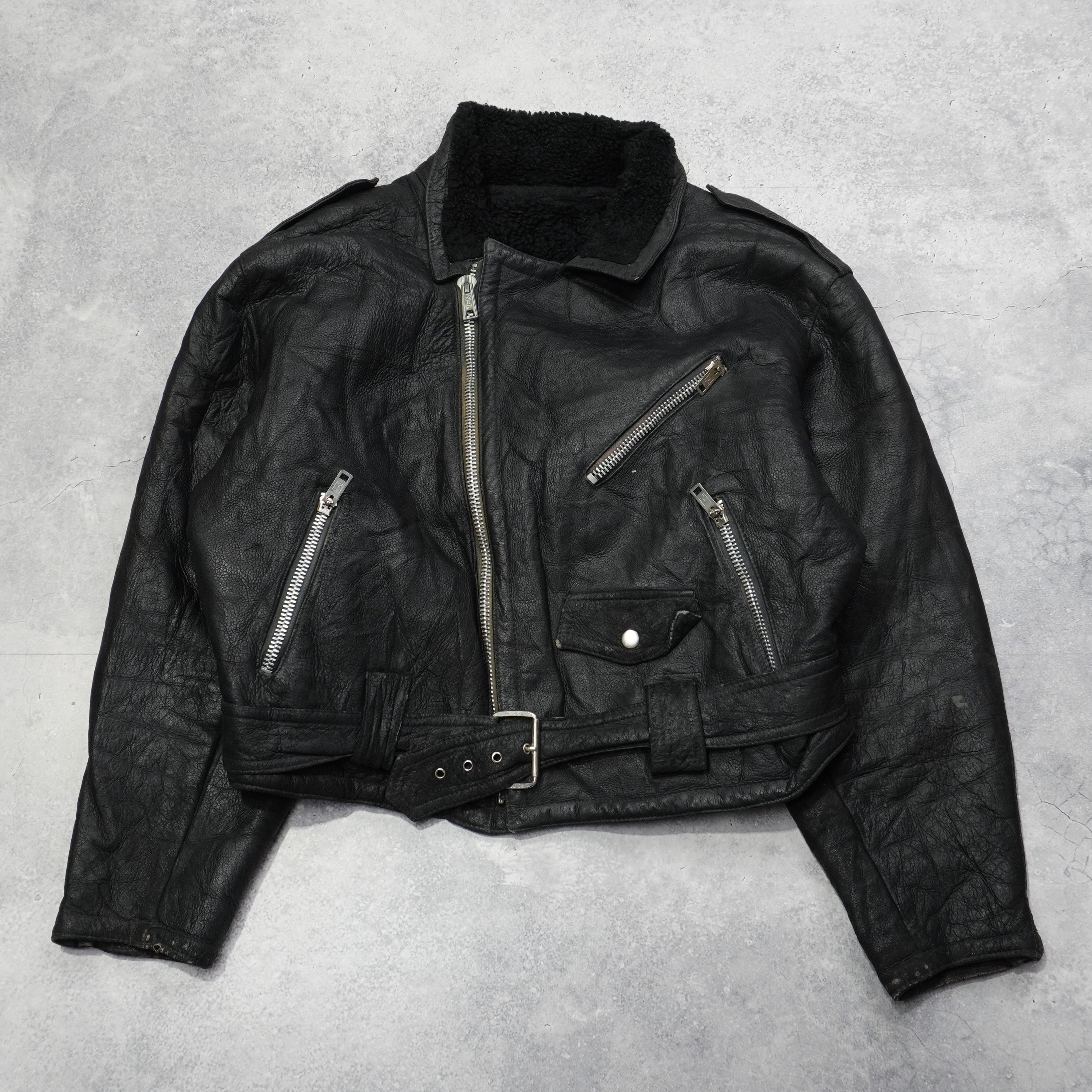 2000s New Fashion Shearling Biker Leather Jacket
