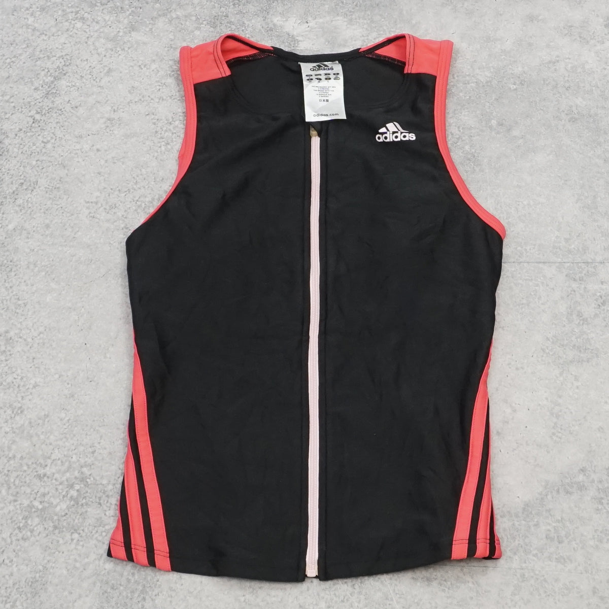 2000s Adidas Athletic Zip Three Stripe Vest Top