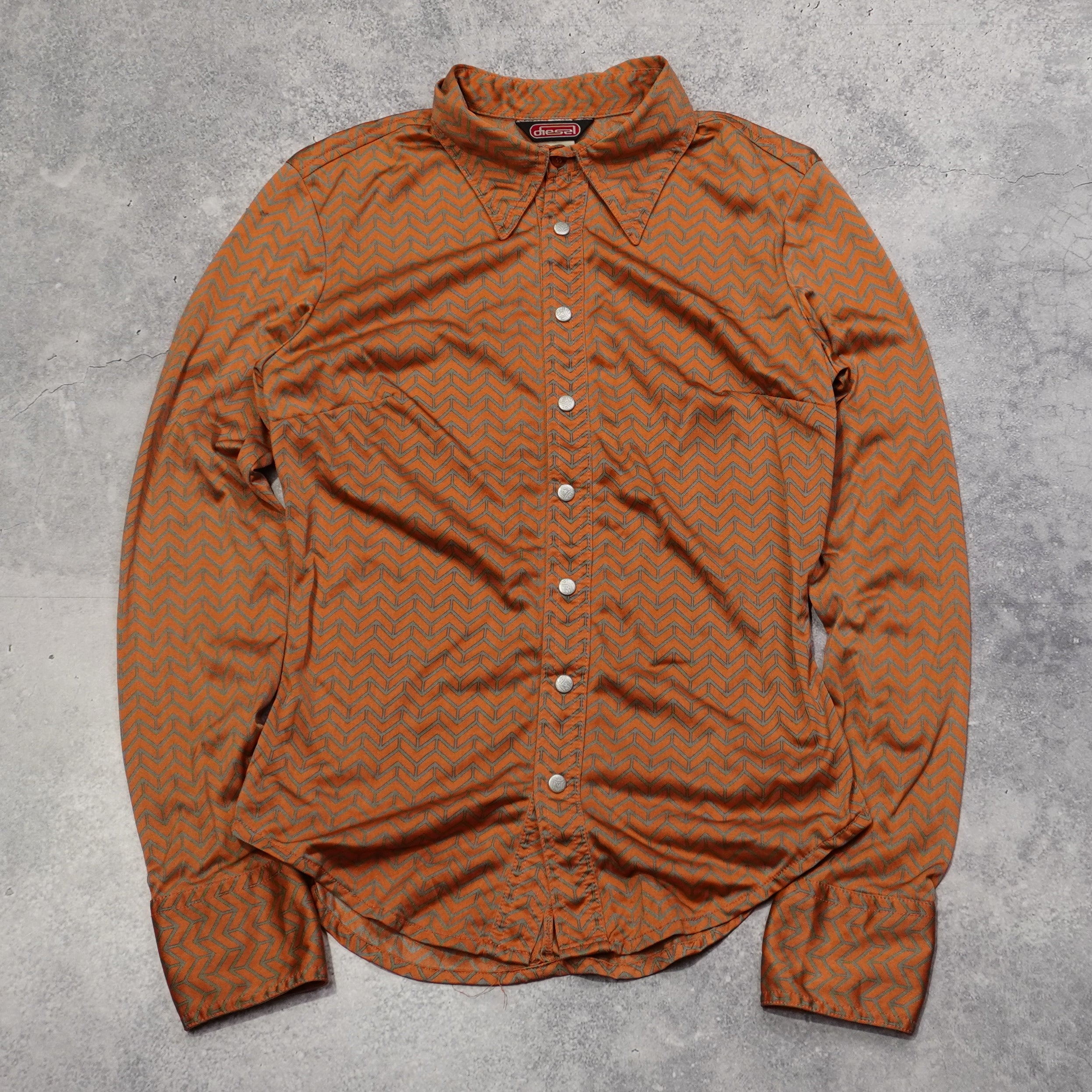 2000s Diesel Chevron Pattern Button Up