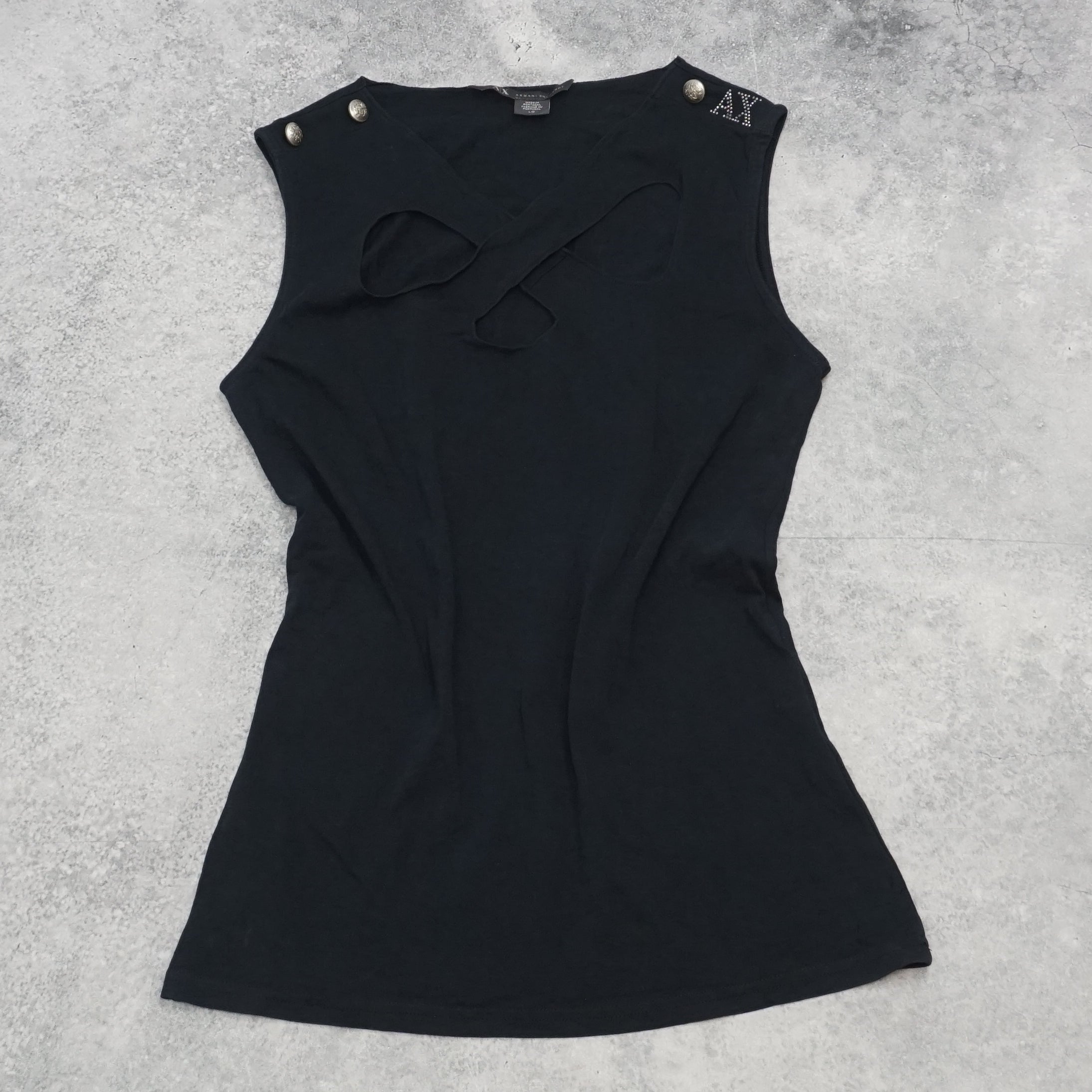 2000s Armani Exchange Cutout Rhinestone Top