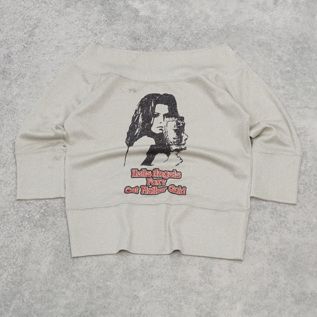 2000s Surf Safari Hells Angels Foxy Off Shoulder Graphic Top