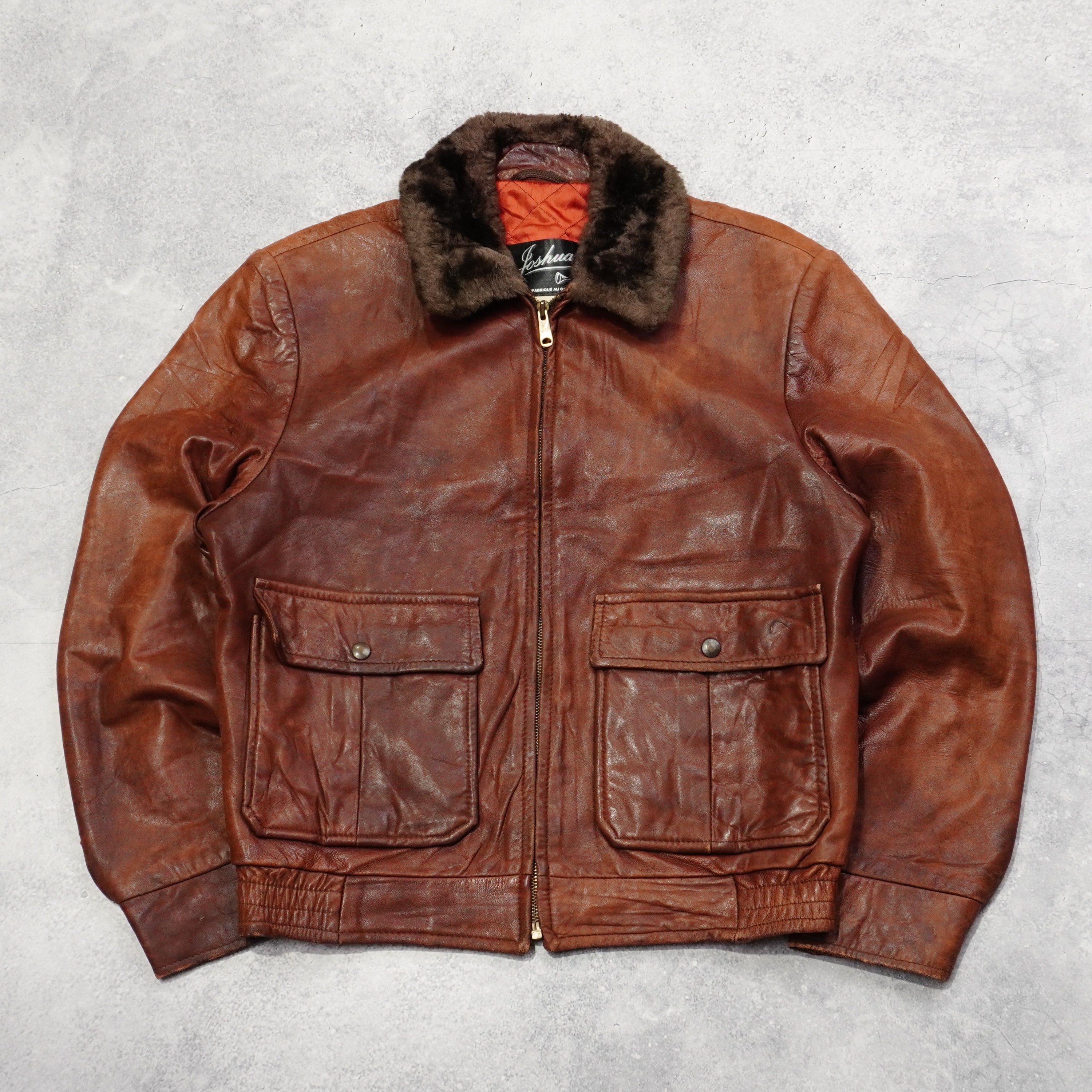 80s Joshua Faux Fur Collar Leather Jacket