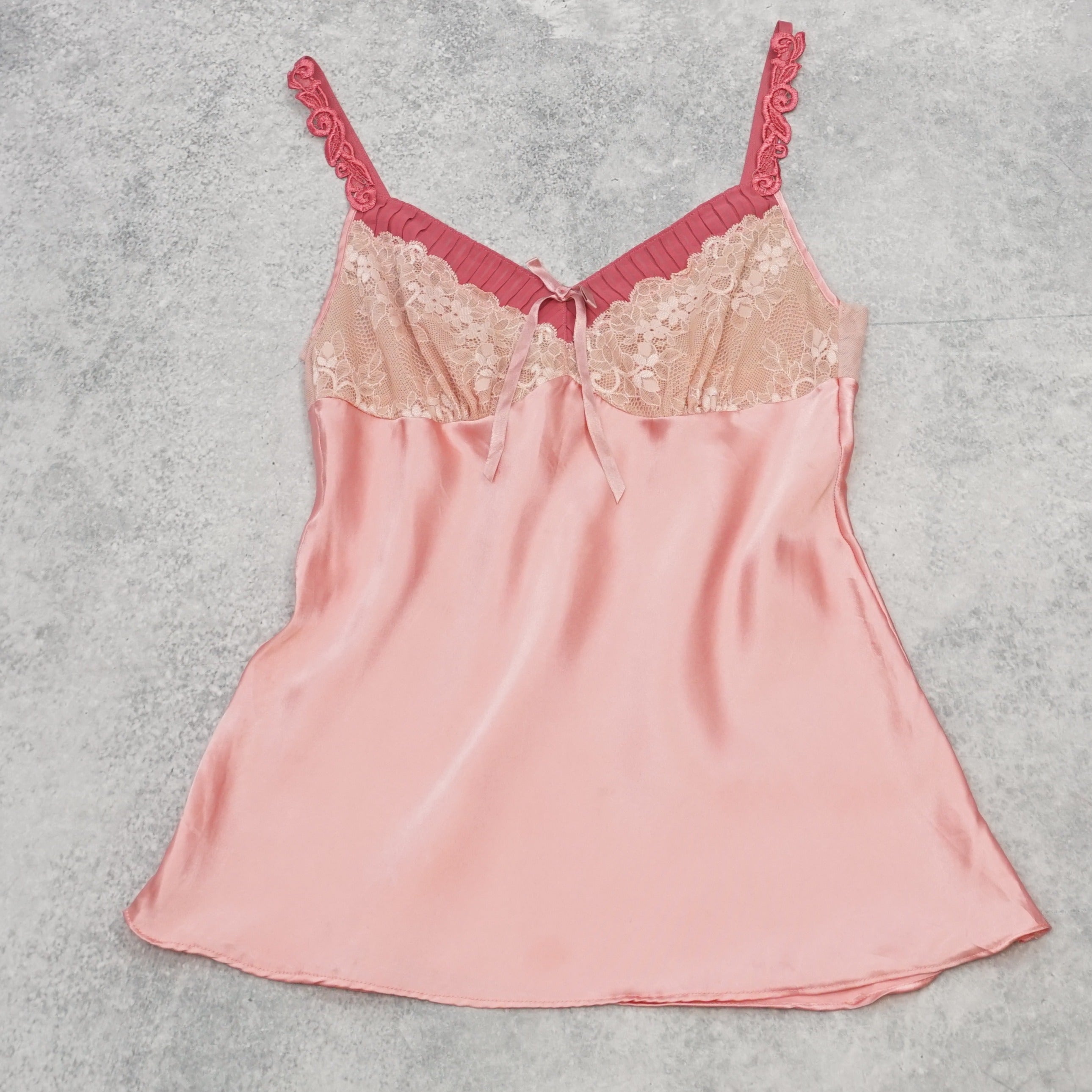 2000s Frill Satin Lace Cami Top