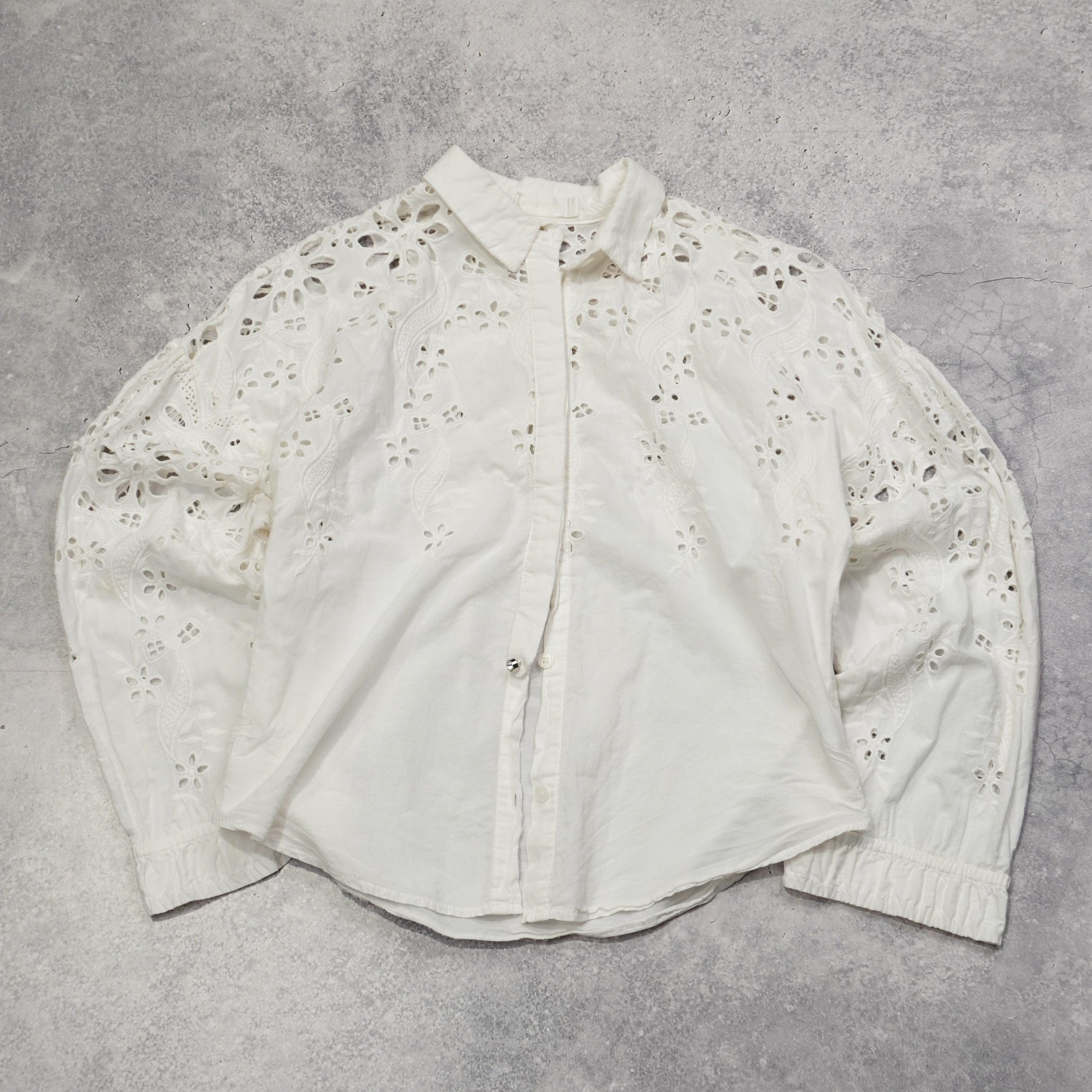 Style Manor Floral Embroidered Button Up