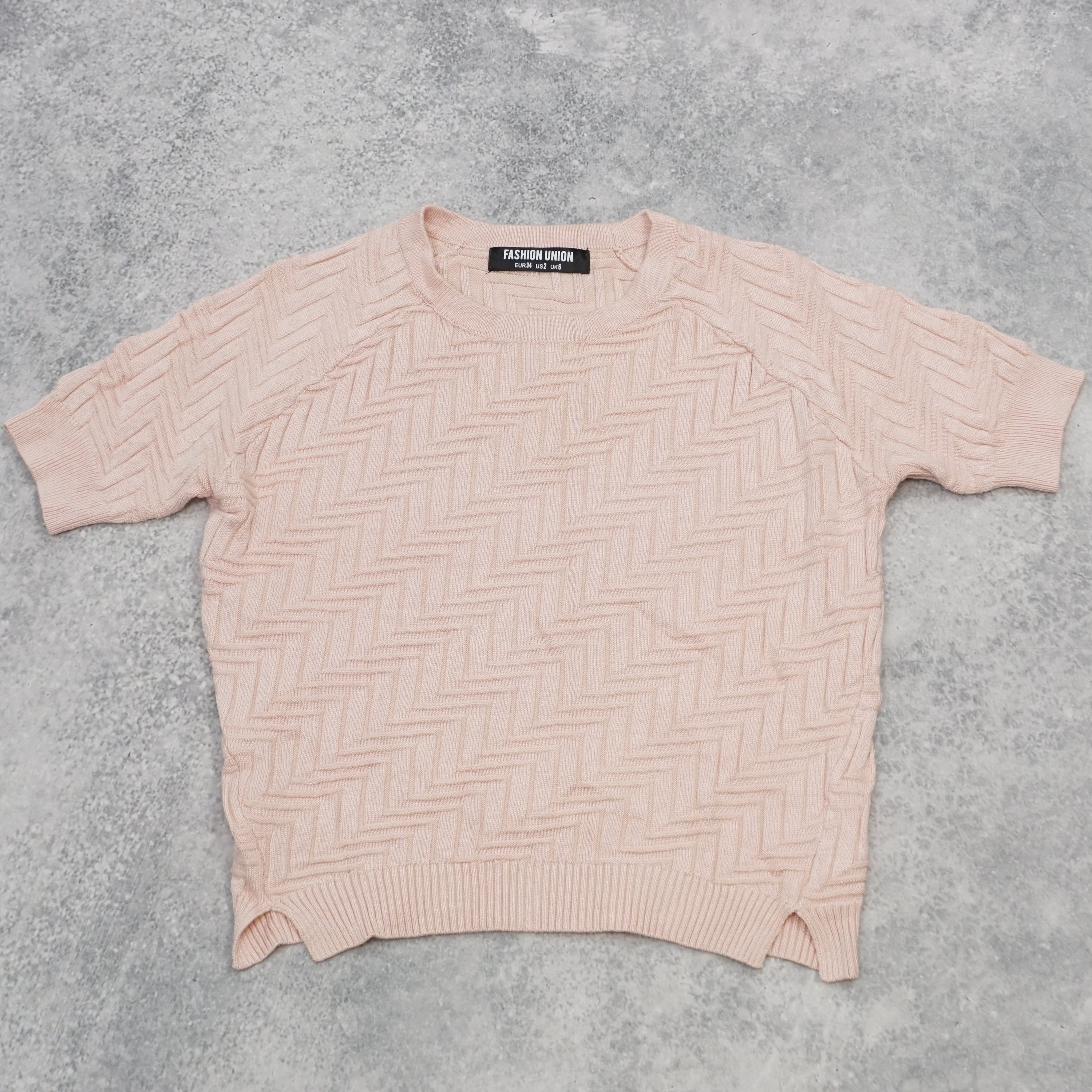 Fashion Union Herringbone Textured Sweater