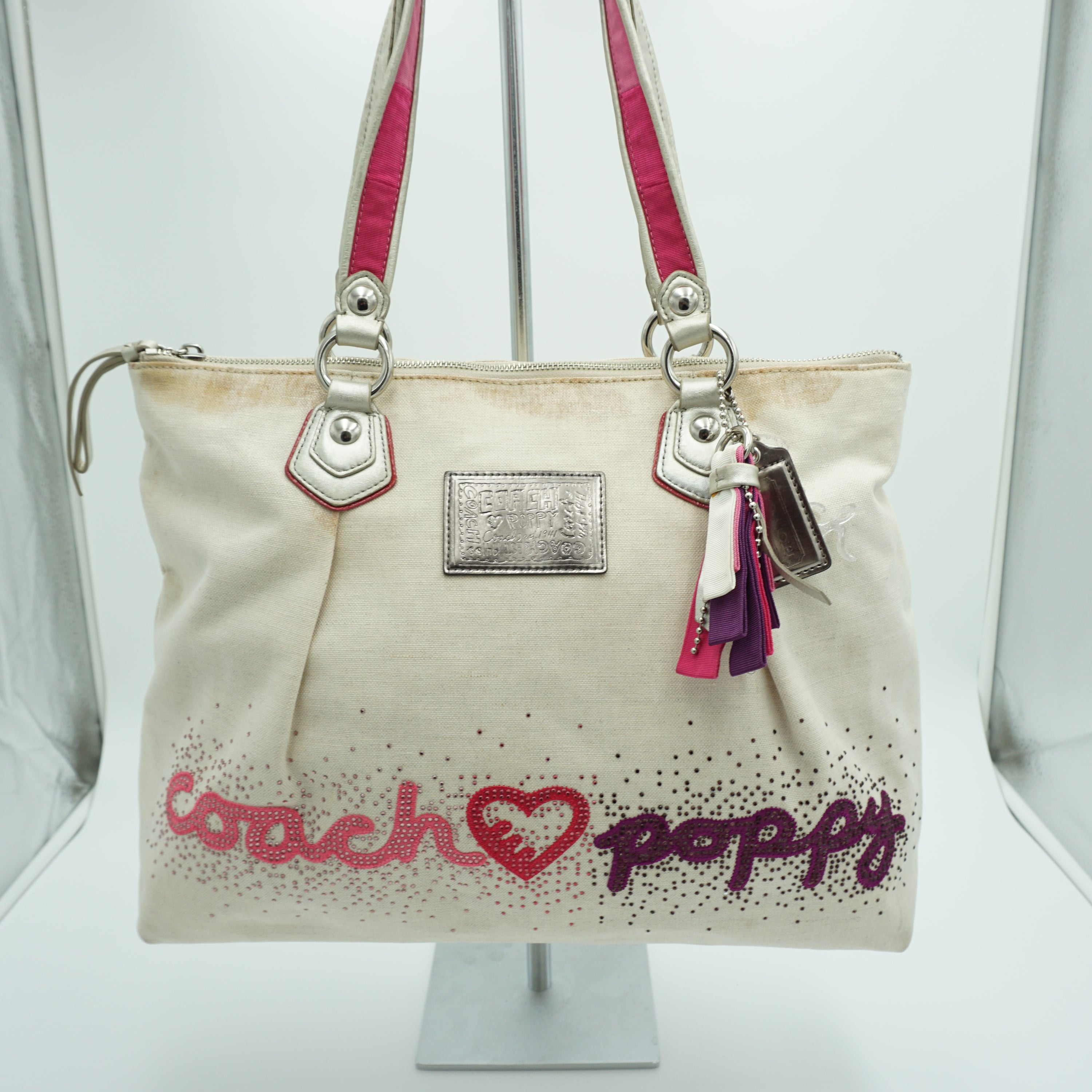 2000s Coach Poppy Heart Tote Bag
