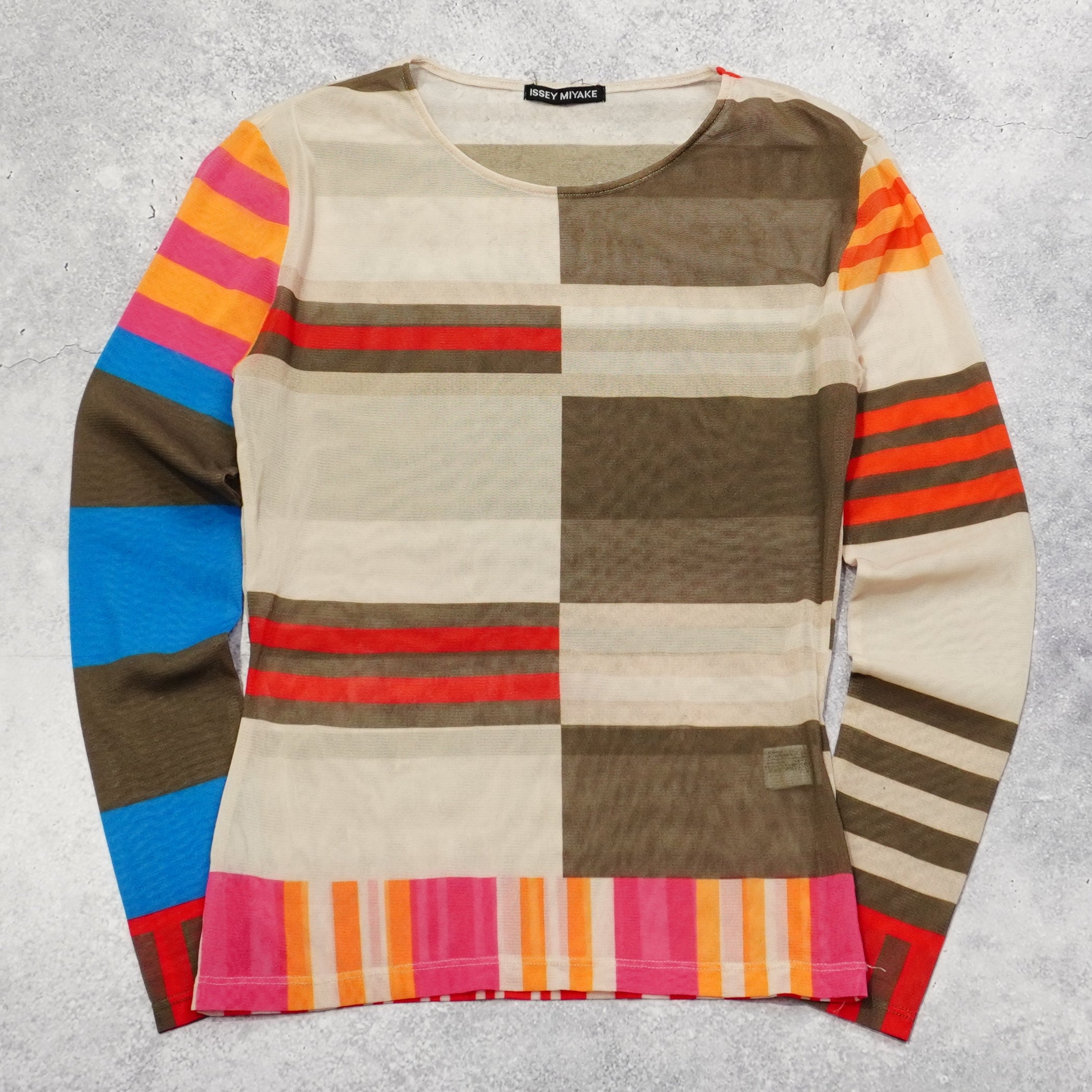 Issey Miyake Colorblocked Sheer Top