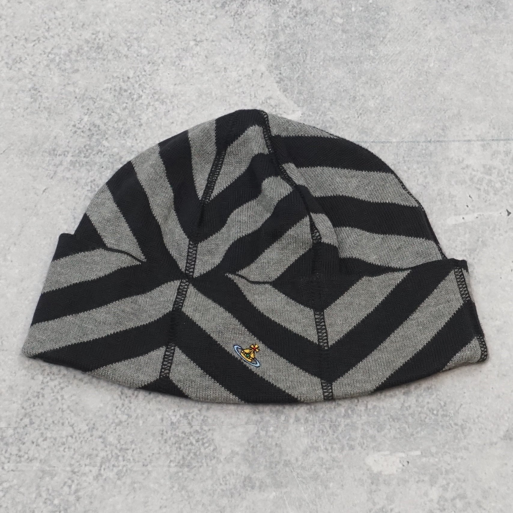 2000s Vivienne Westwood Chevron Stripe Orb Beanie