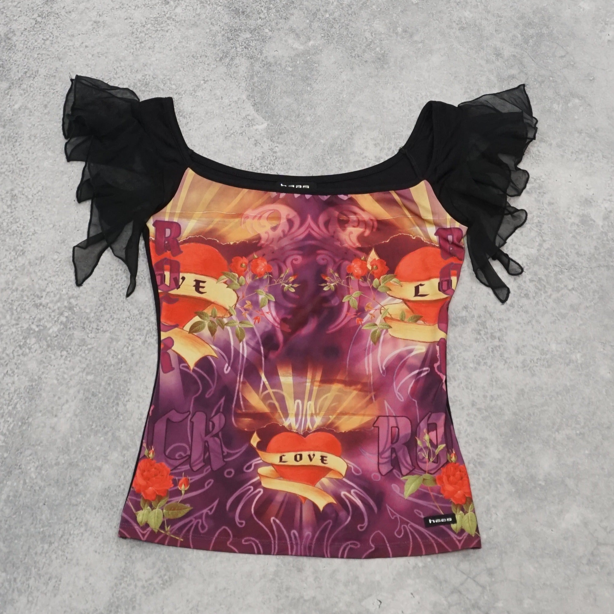 2000s Haas Floral Graphic Top