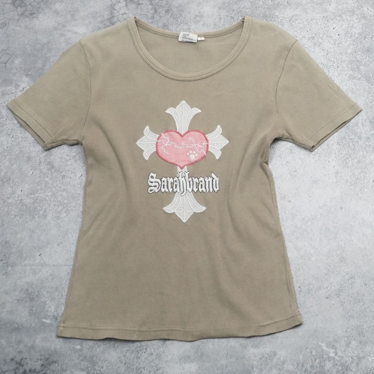 2000s Sarah Brand Khaki Ribbed T-Shirt