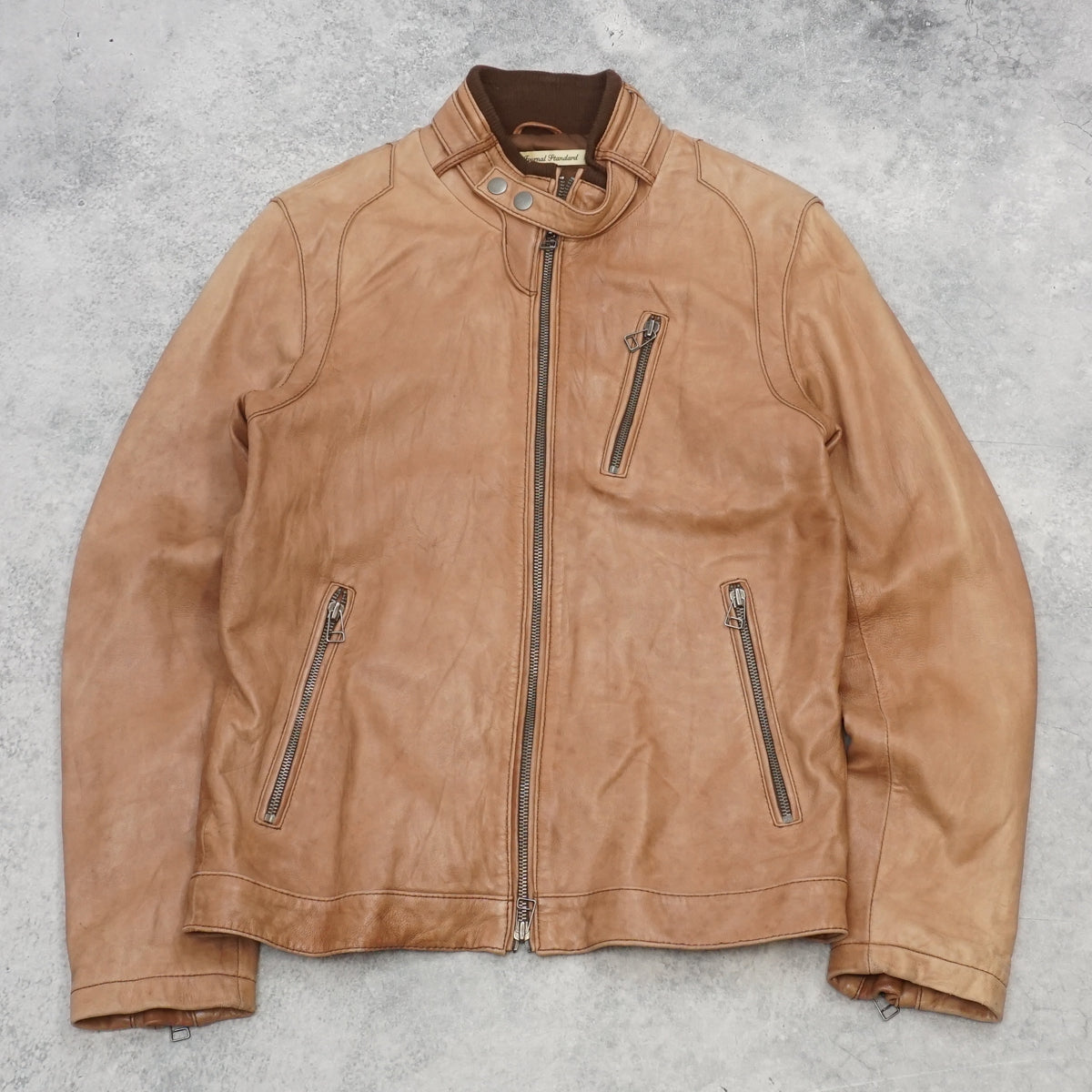 Journal Standard Tan Sheepskin Moto Leather Jacket