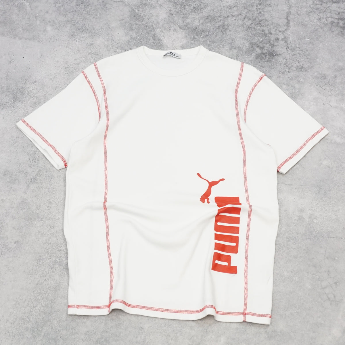 90s Puma Vertical Spellout Contrast stitch T-Shirt