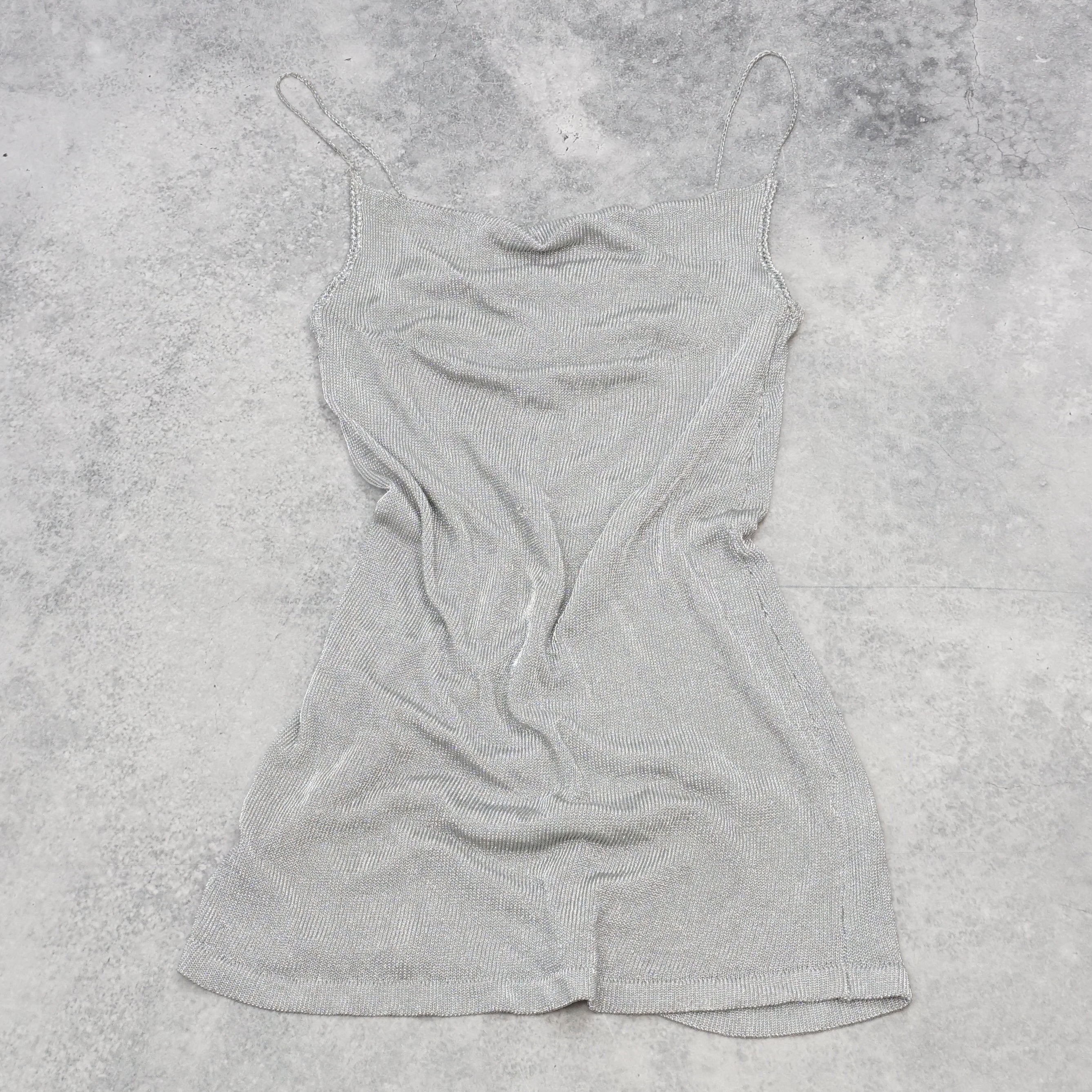 2000s Bardot Metallic Knit Dress