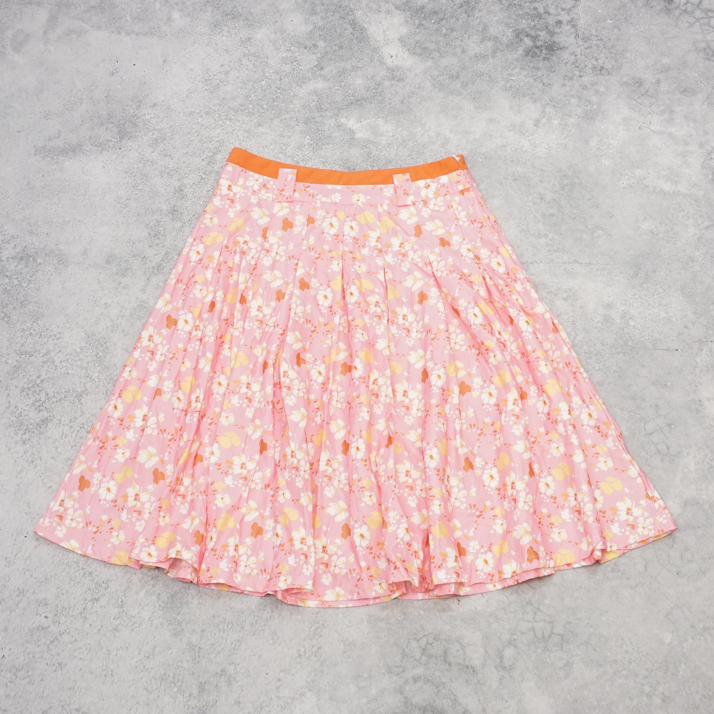 2000s Floral Pleated Midi Skirt