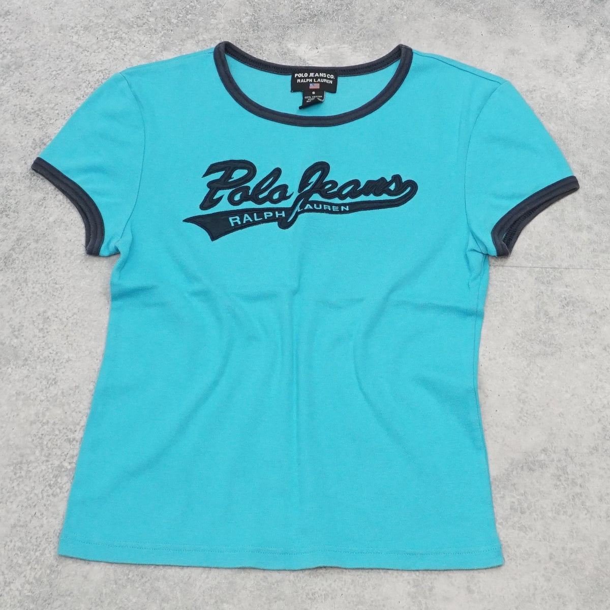 90s Polo Jeans Co. Ralph Lauren Spellout Ringer Cropped T-Shirt