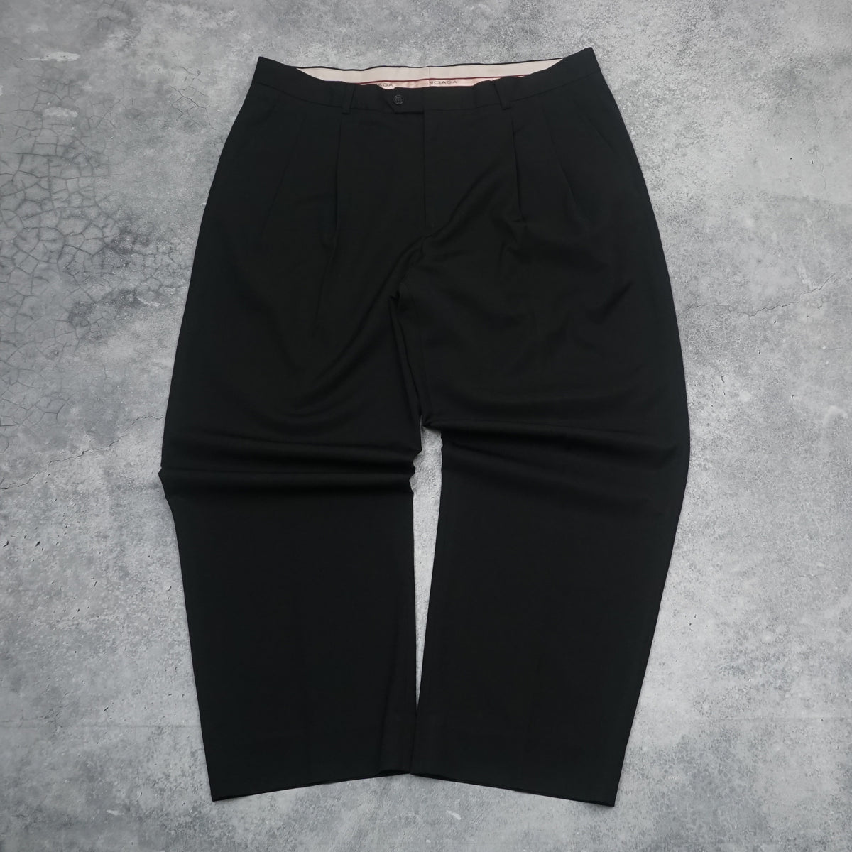 2000s Balenciaga Black Pleated Suit Pants
