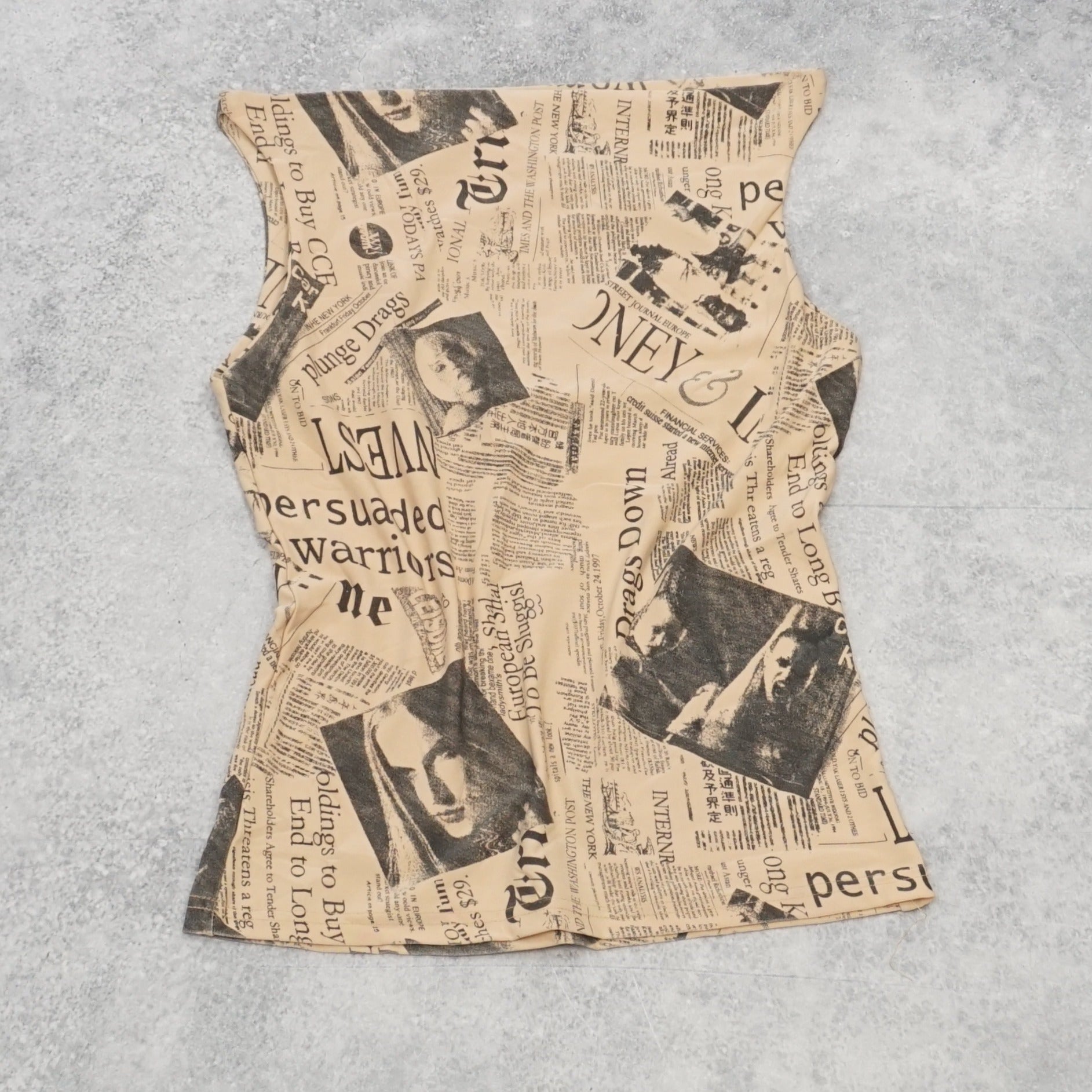 2000s Newspaper Print Cami Top