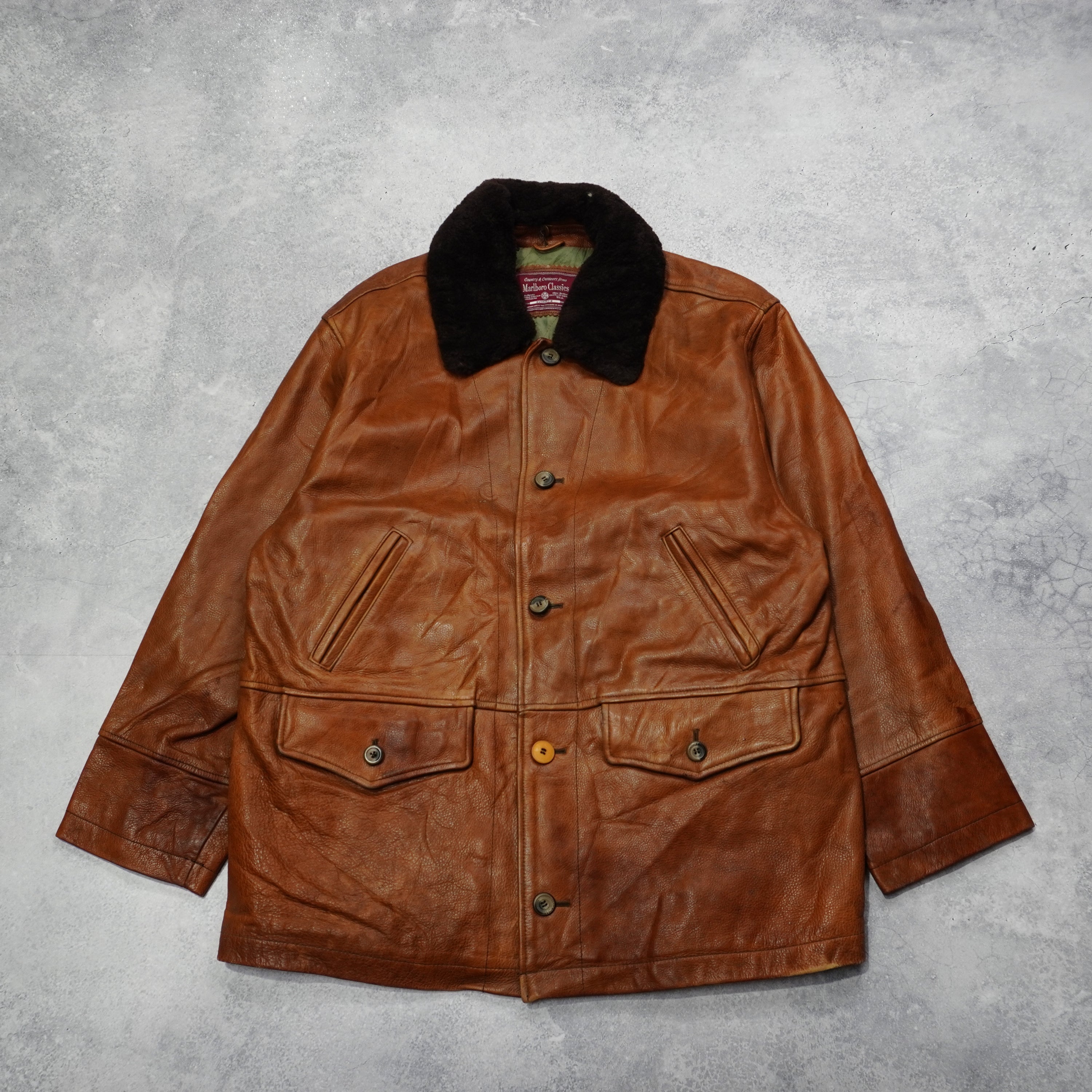 90s Marlboro Classics Leather Coat
