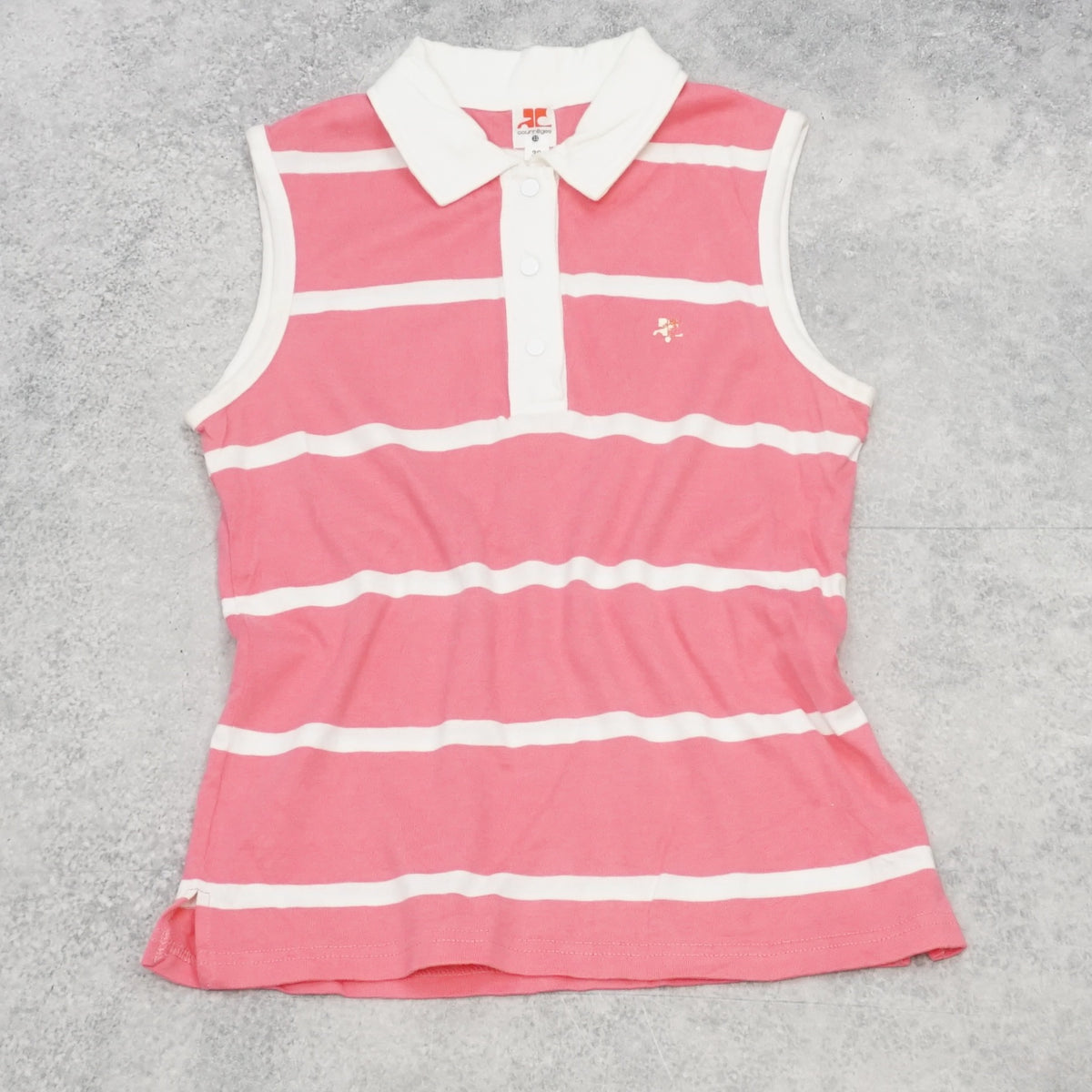 2000s Courreges Striped Sleeveless Polo Tank Top