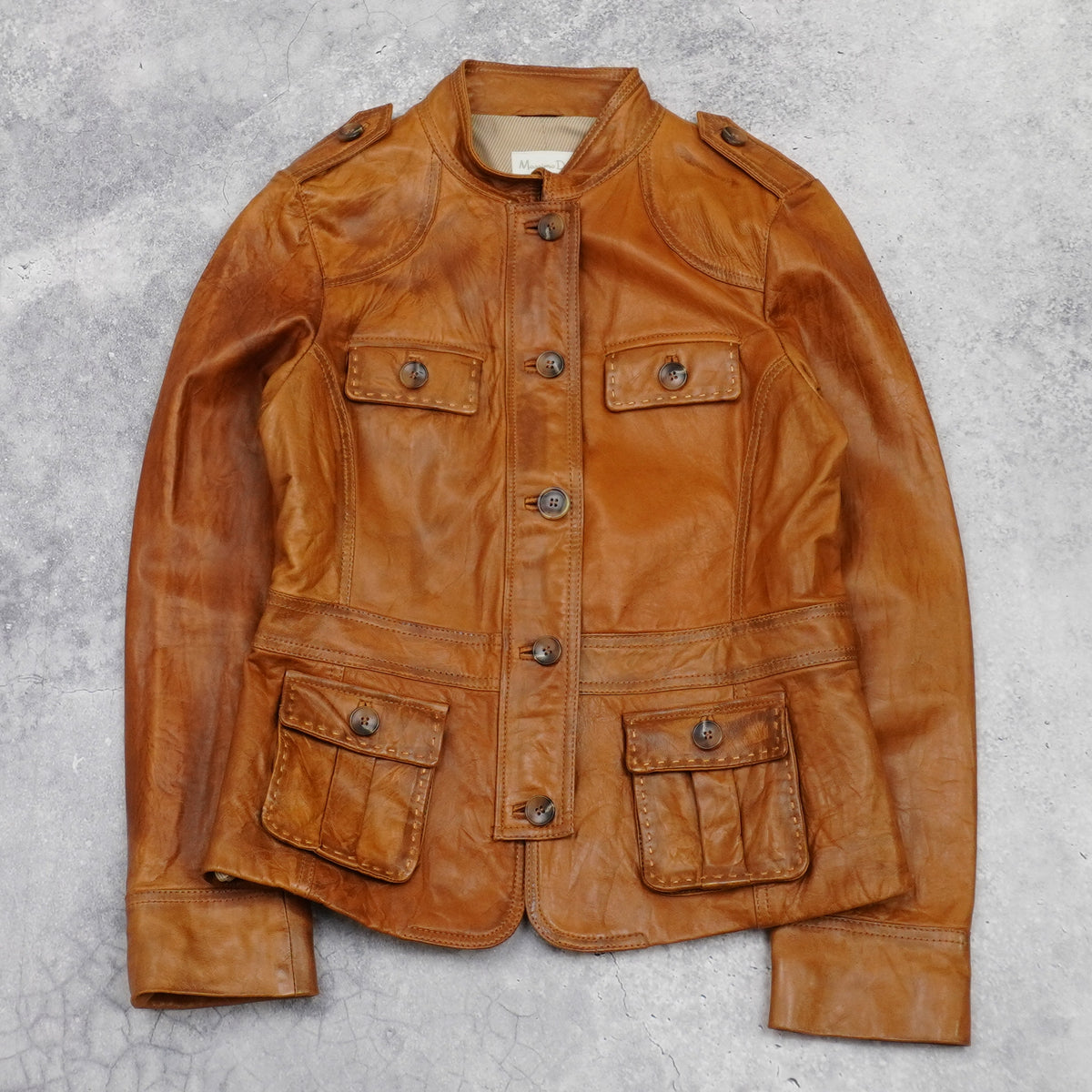 2000s Massimo Dutti Sheepskin Leather Jacket
