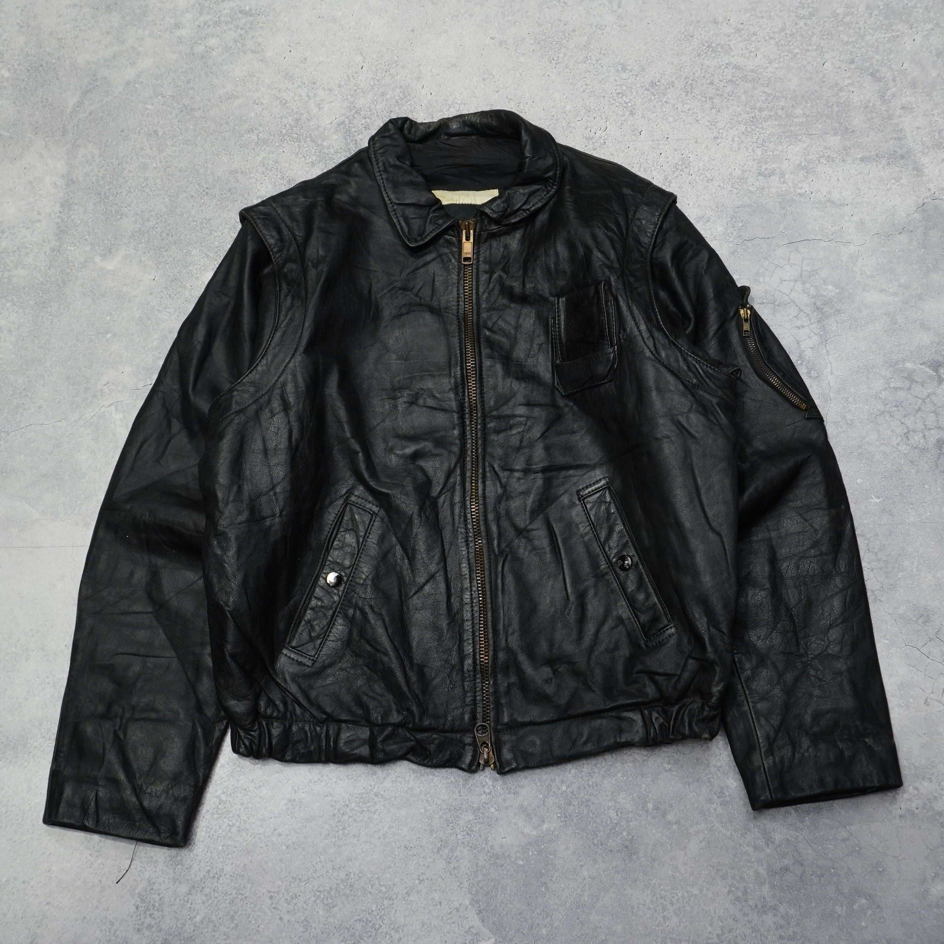 80s Convertible Pilots Leather Jacket