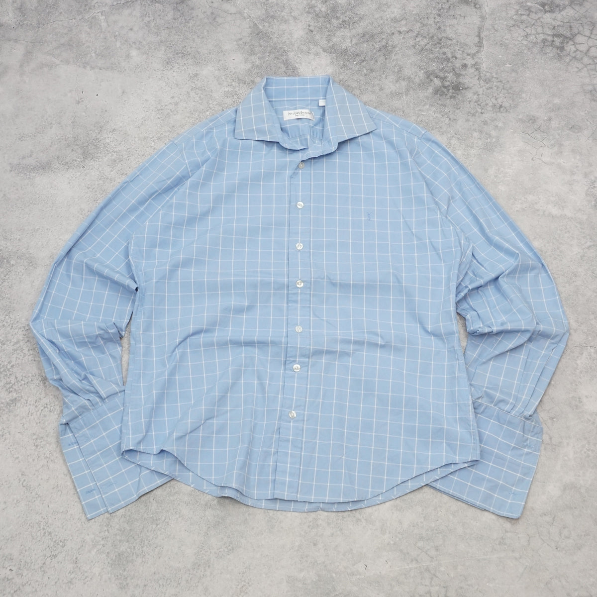 90s Yves Saint Laurent Pour Homme Check French Cuff Shirt