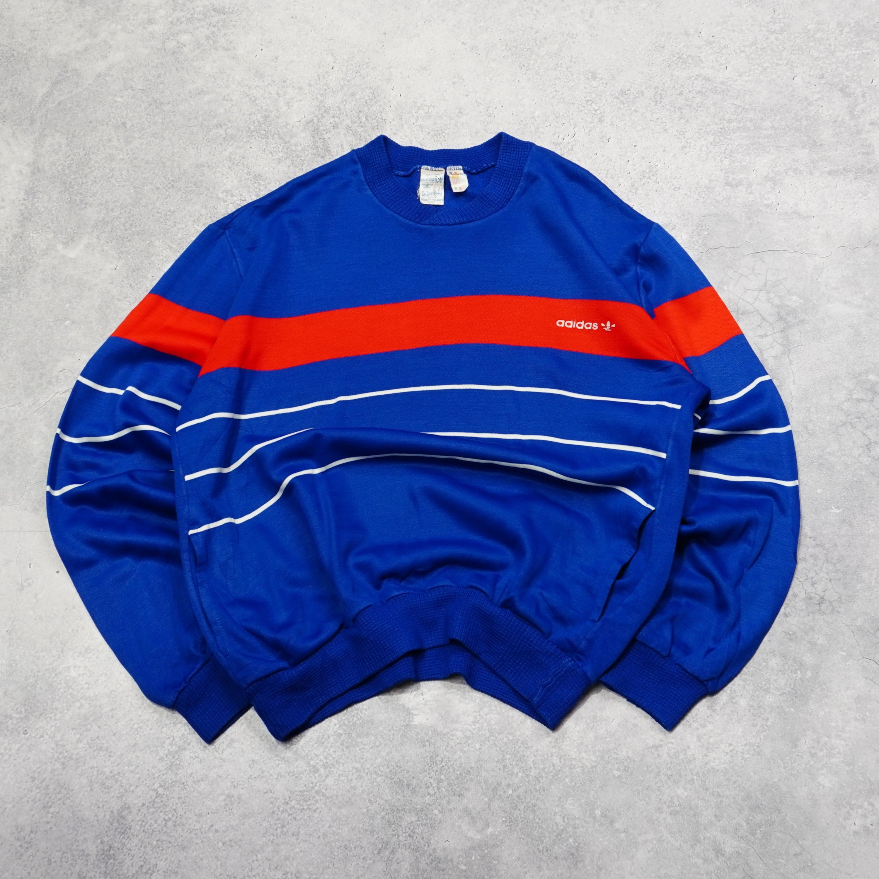 80s Adidas Vintage Striped Crewneck