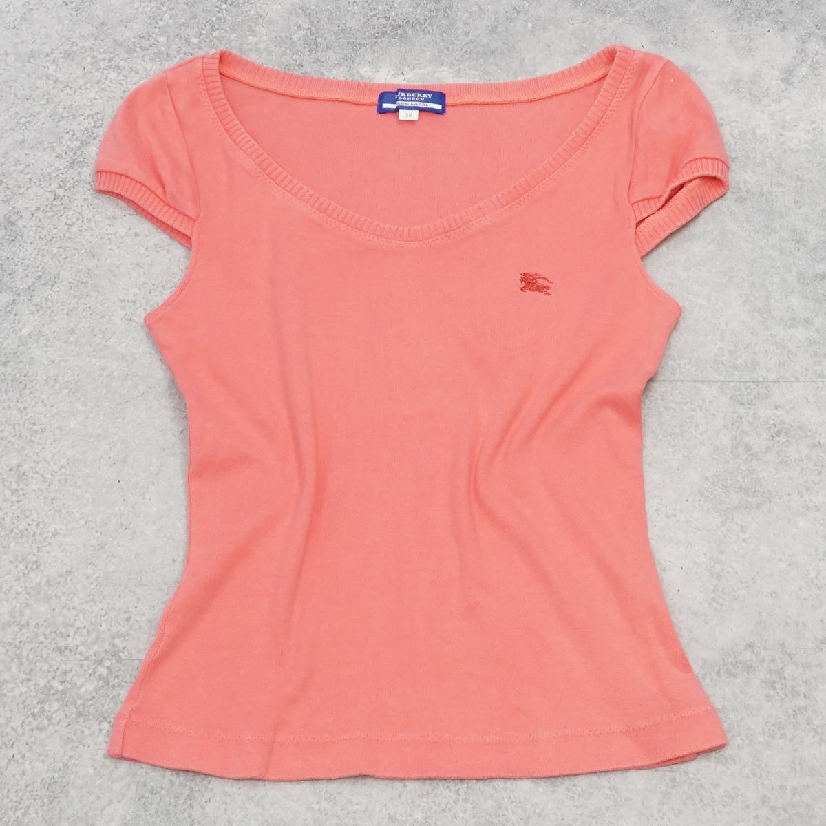 2000s Burberry London Blue Label Fitted Scoop Neck T-Shirt