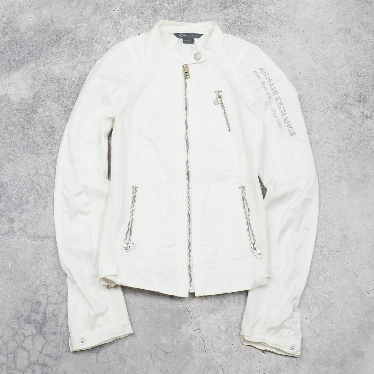 2000s Armani Exchange Moto White Jacket