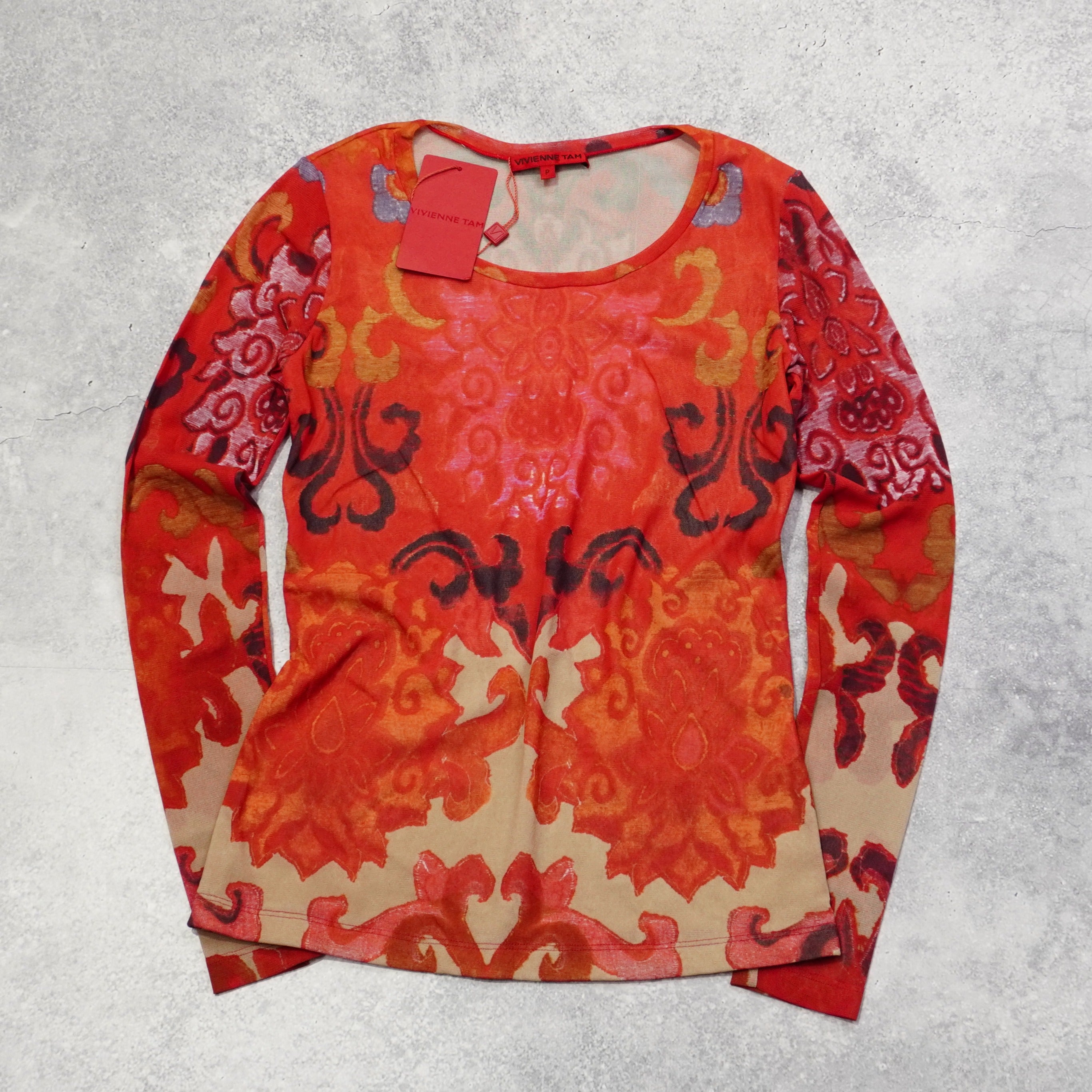 Vivienne Tam Sheer Patterned Top