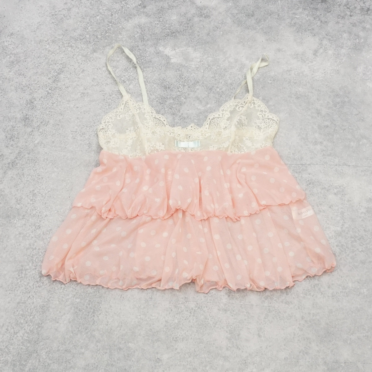 2000s & Style Lace Tiered Polka Dot Cami Top