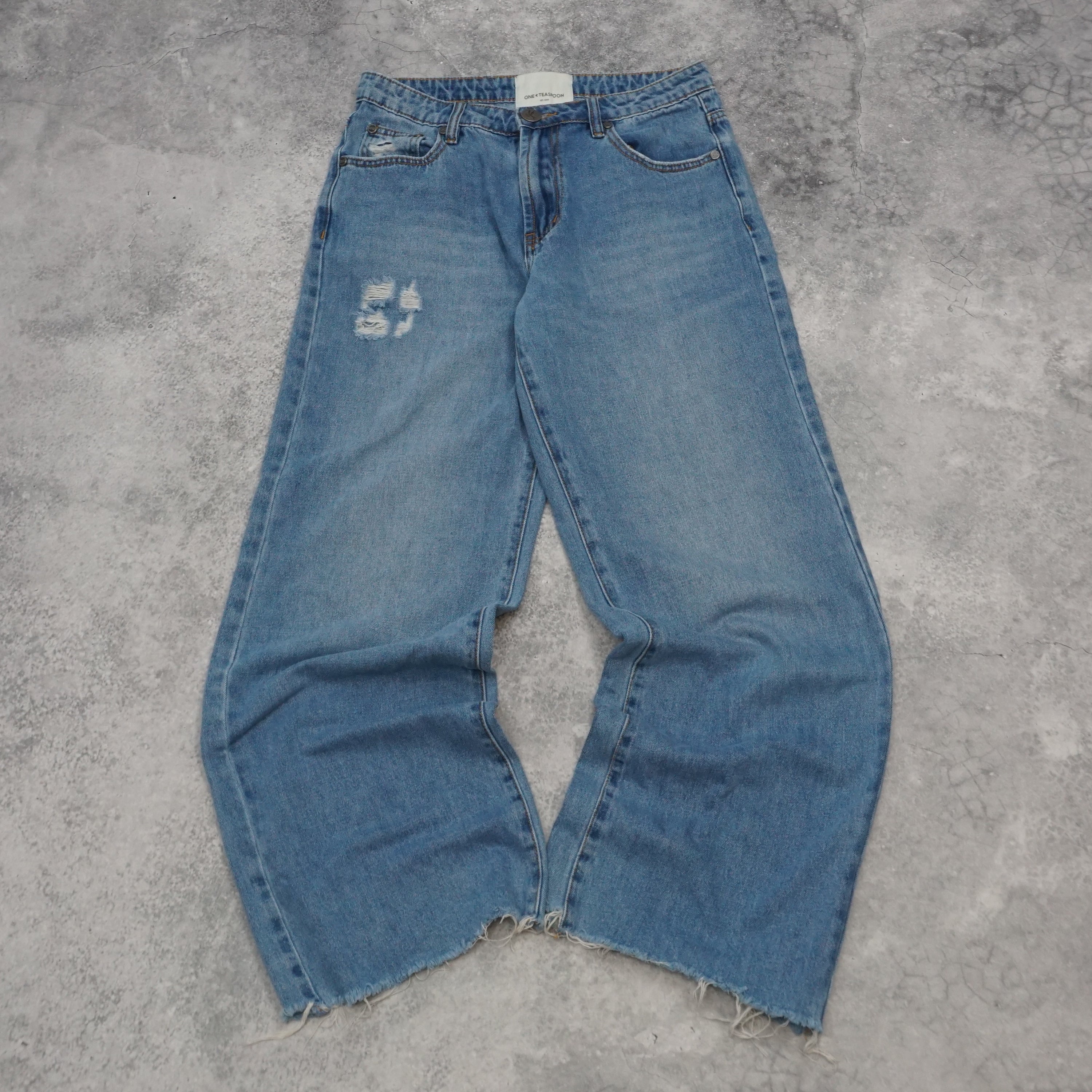 One Teaspoon Wide Leg Distressed Jeans