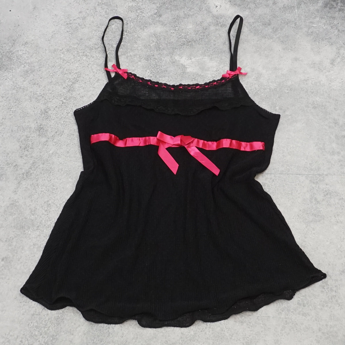 2000s Lace Ribbon Bow Cami Top