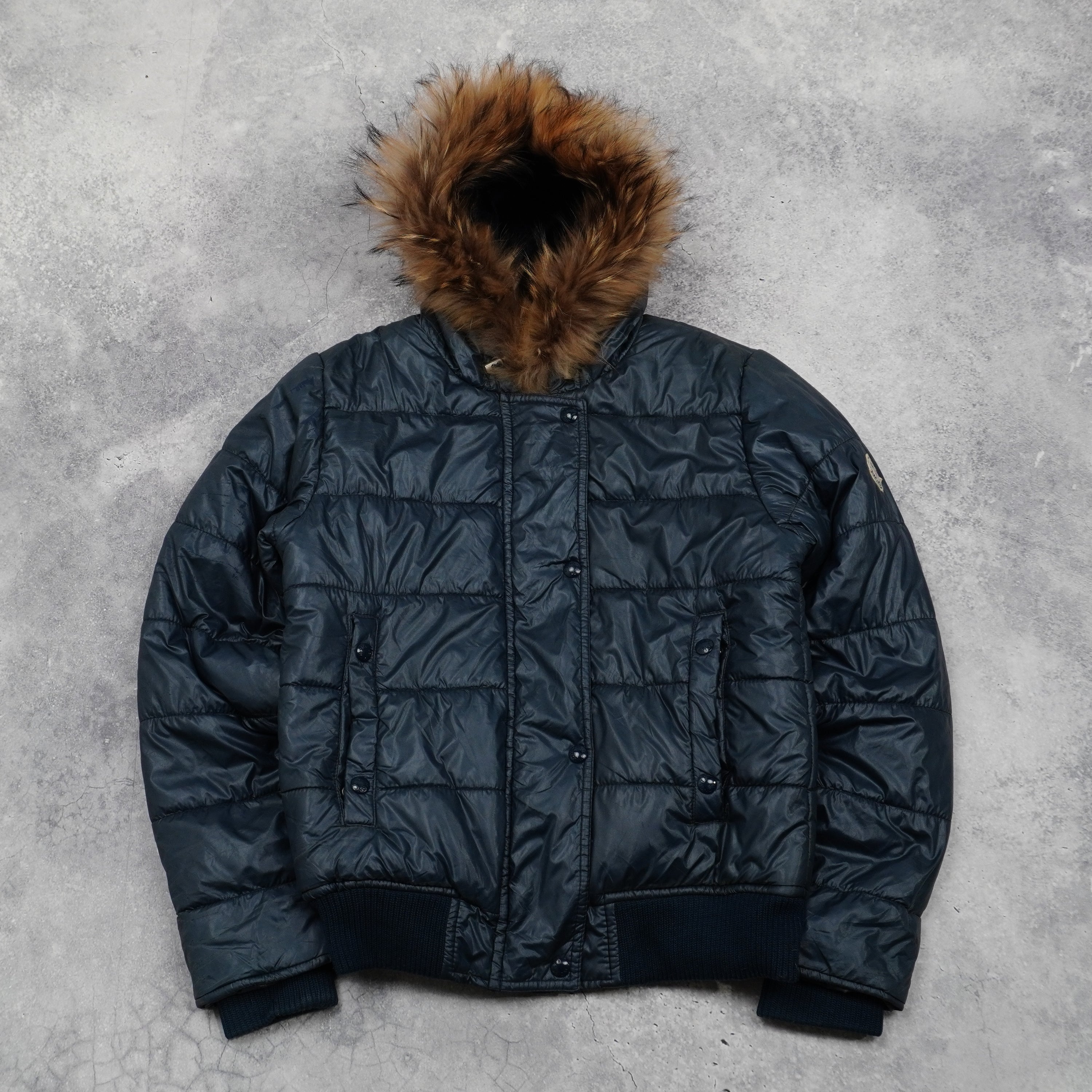 2000s Moncler Fur Hood Down Puffer Jacket