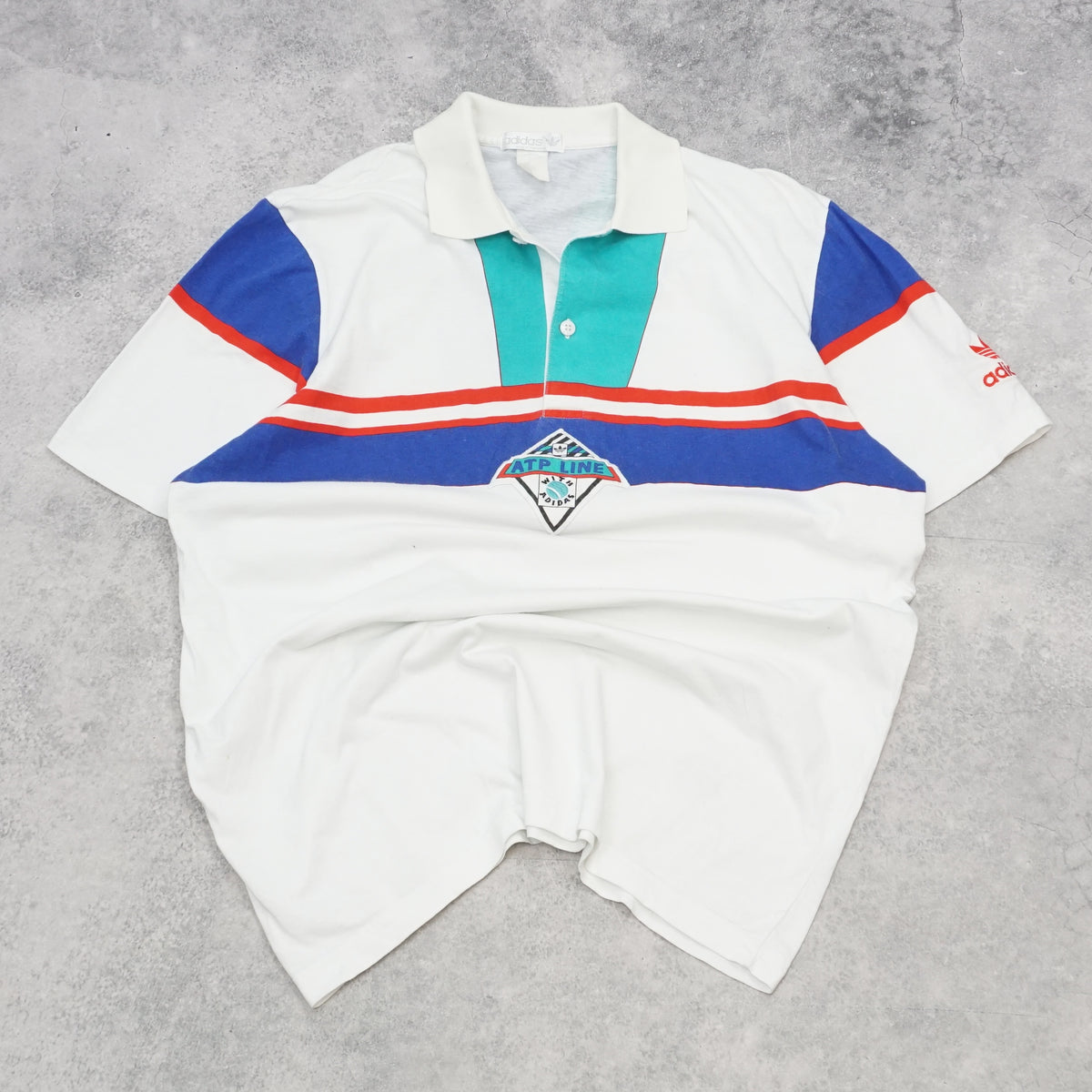 80s Adidas ATP Line Tennis Colour Block Polo