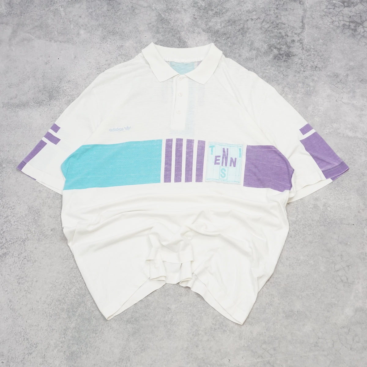 80s Adidas Colour Block Polo Tee