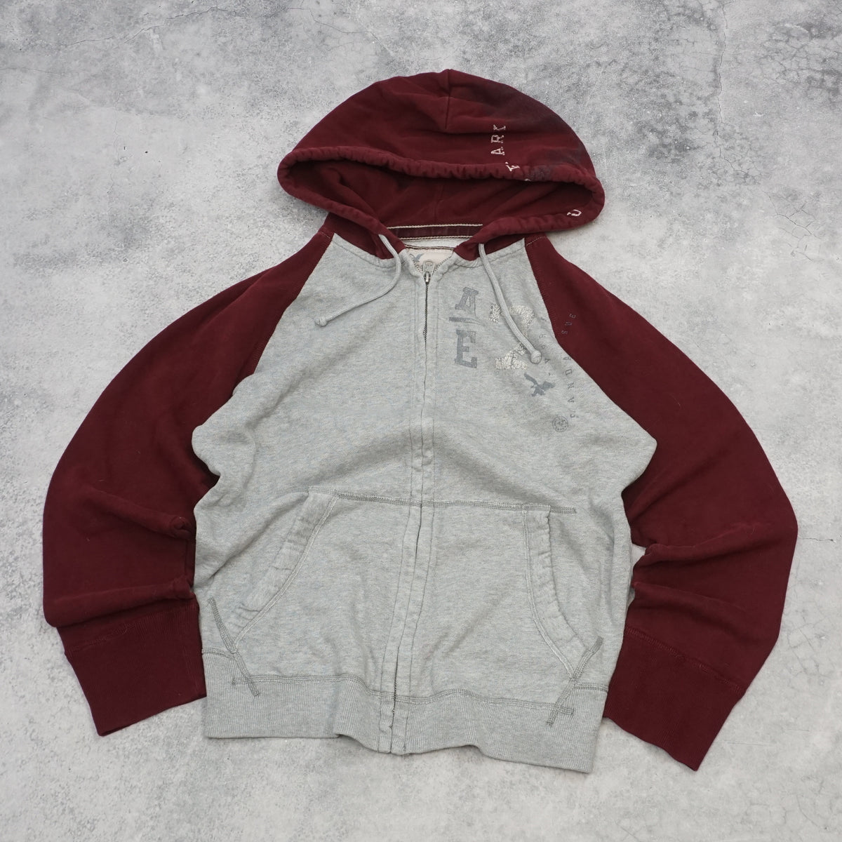 American Eagle Outfitters Zip Up Raglan Graphic Hoodie