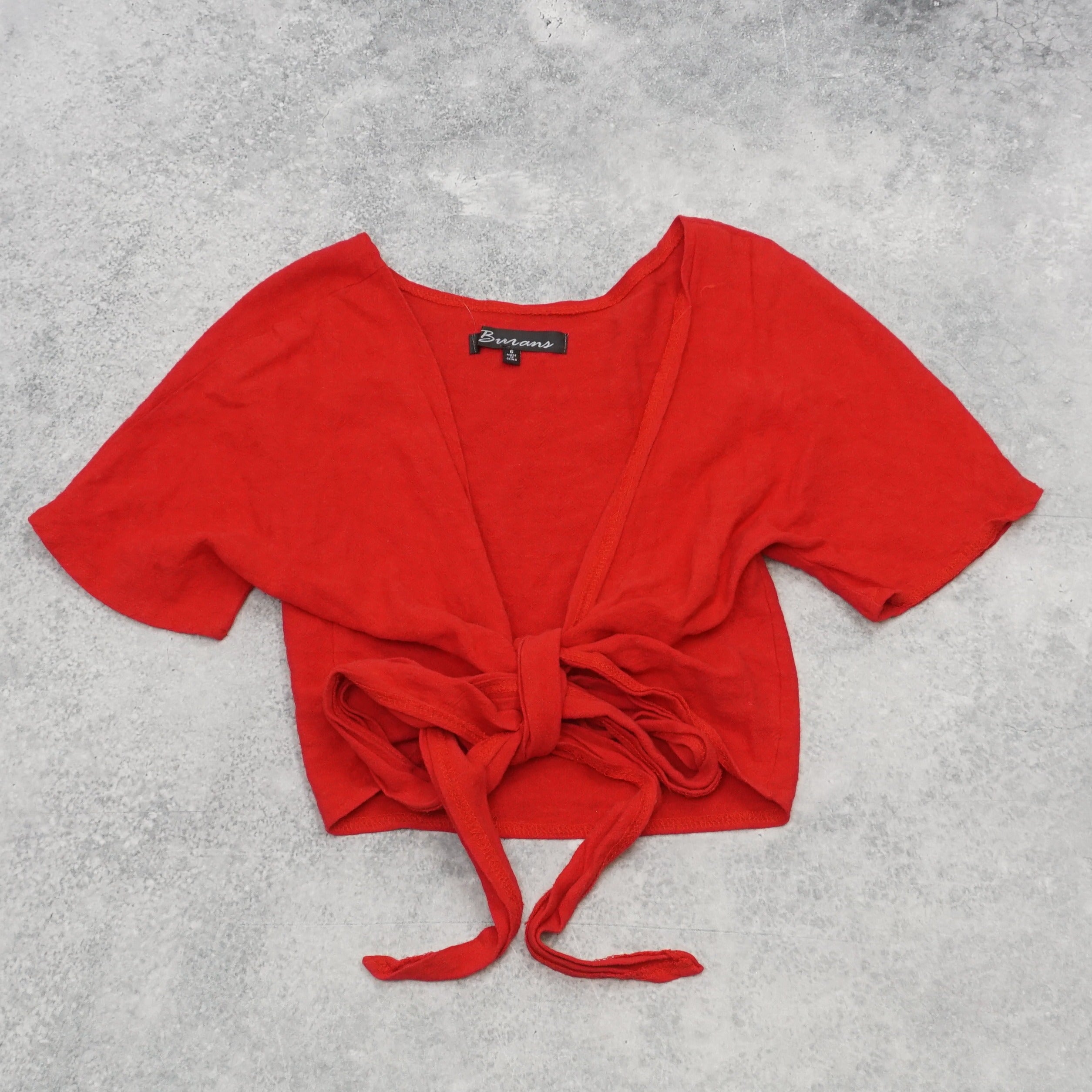 Burans Cropped Tie-Front Top