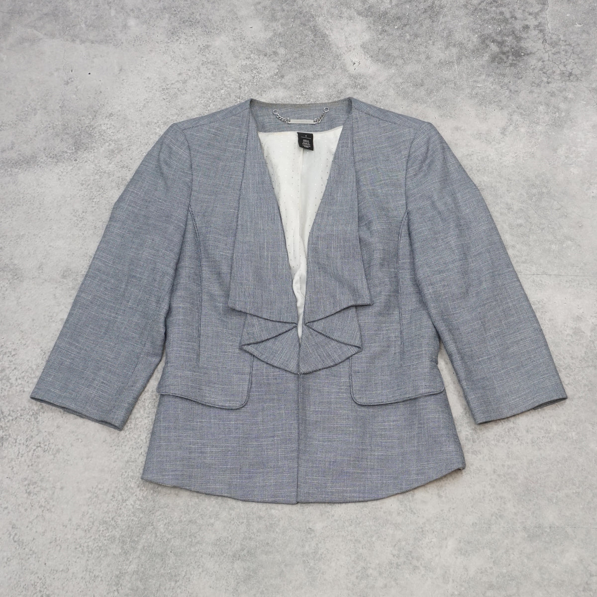 White / Black Waterfall Peplum Blazer