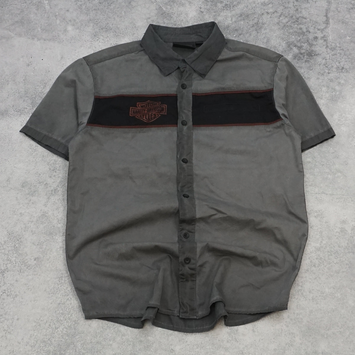Harley Davidson Front Graphic Grey Button Up Shirt