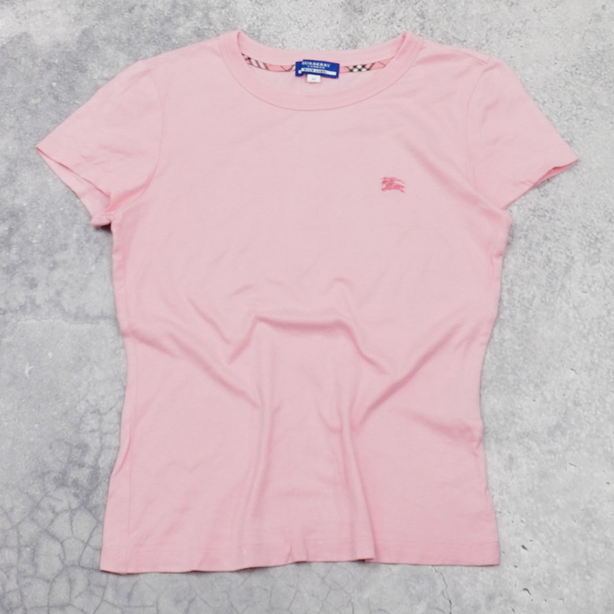 2000s Burberry Blue Label Logo Pink T-Shirt