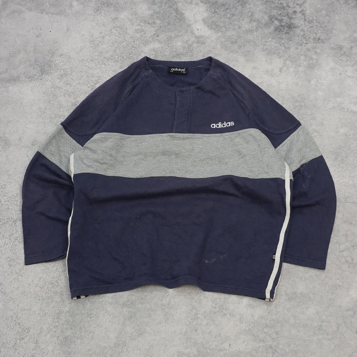 90s Adidas Henley Colour Block Sweater