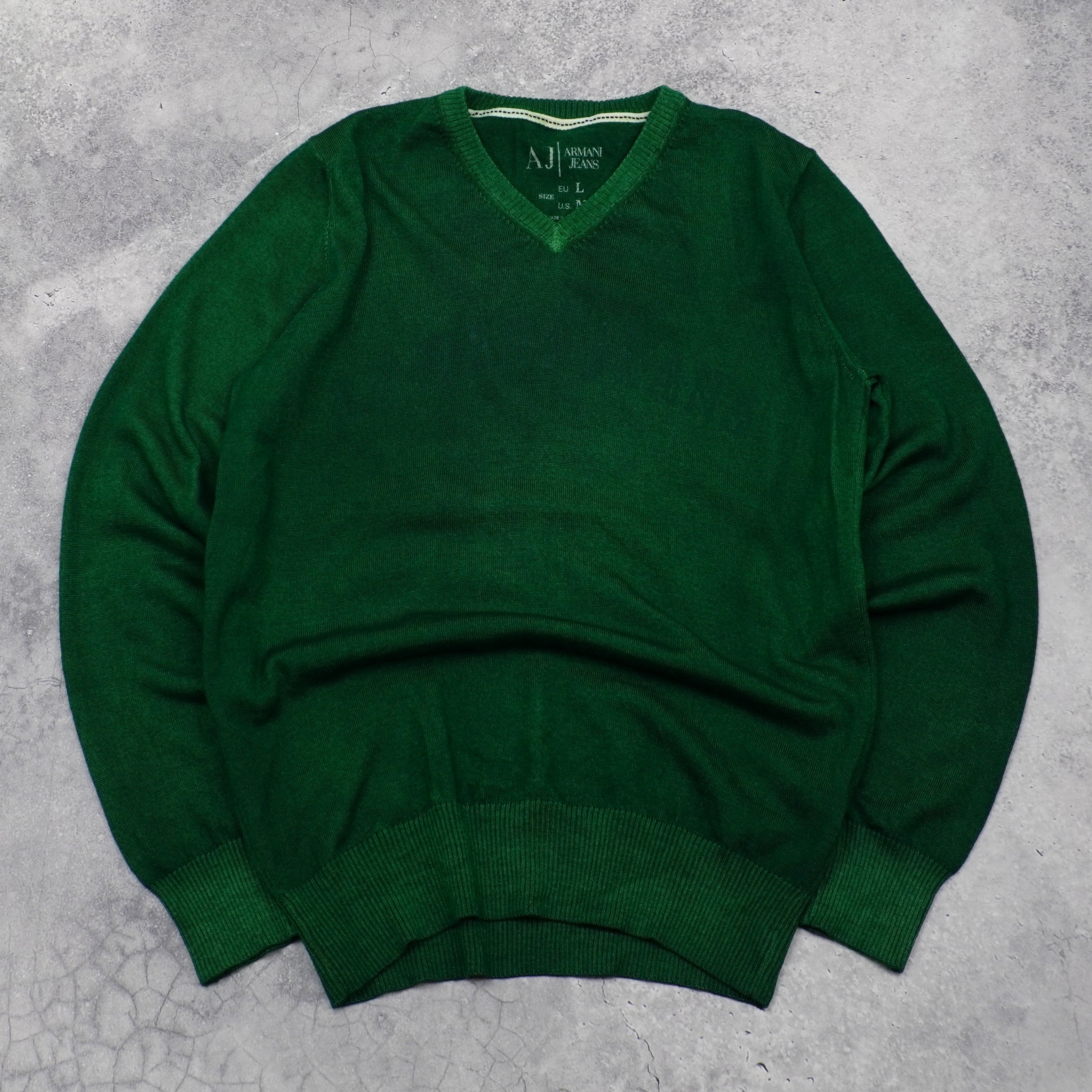 2000s Armani Jeans V-Neck Wool Knit Sweater