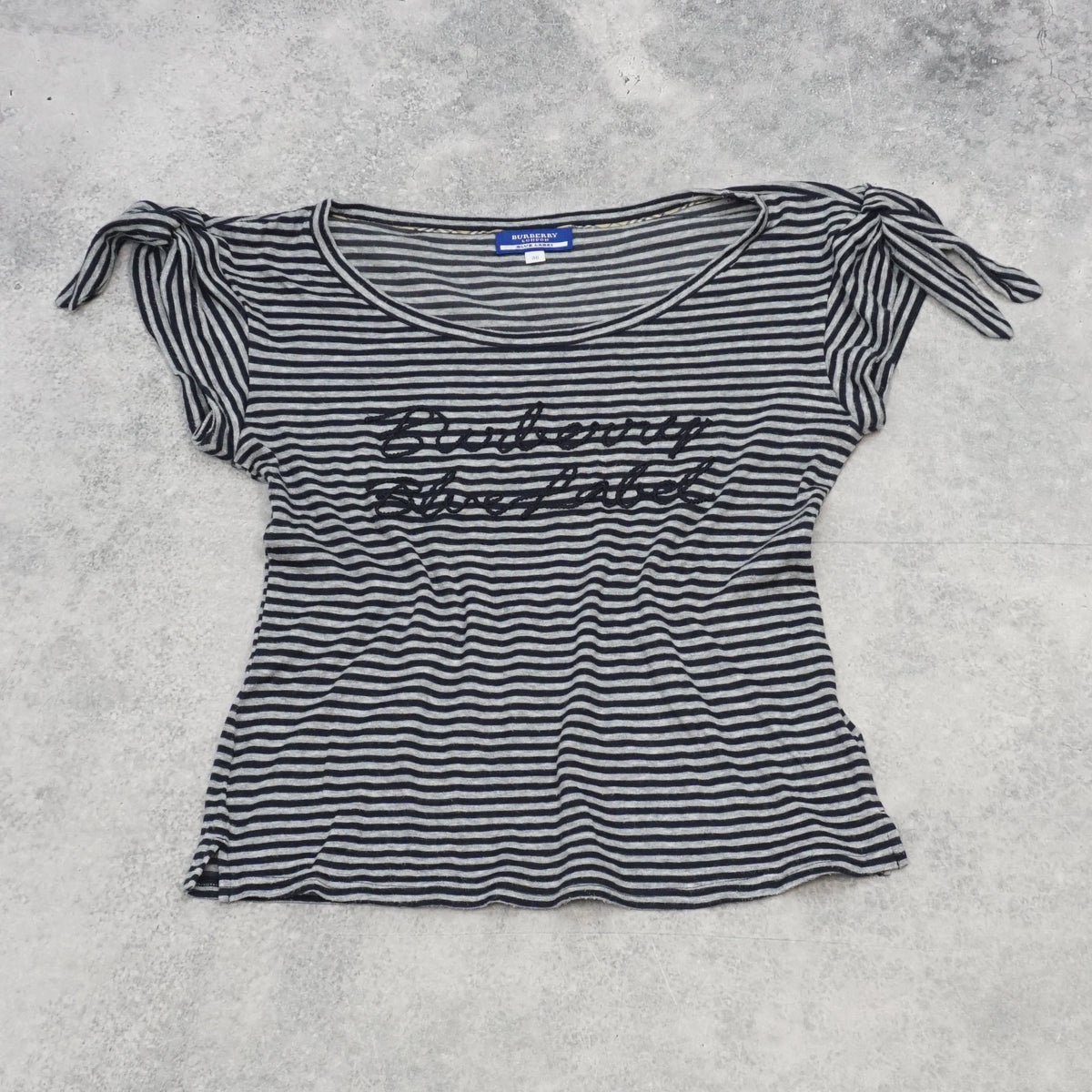 2000s Burberry Blue Label Striped Tie-Sleeve Top