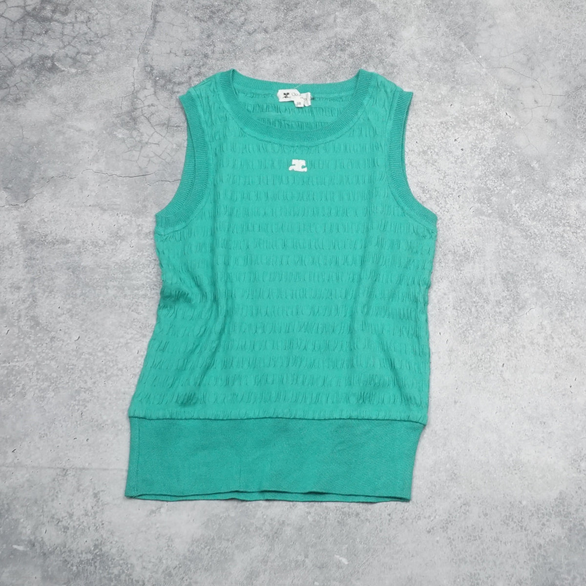 90s Courrèges Green Crinkle Tank Top