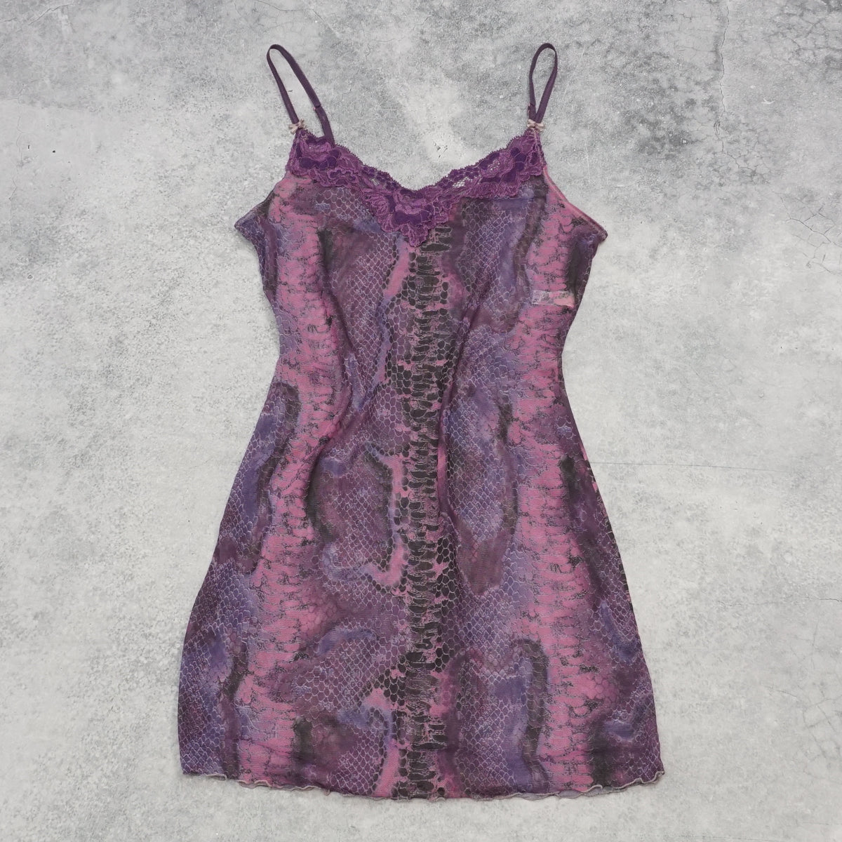 2000s Venus Snakeskin Mesh Lace Dress Slip