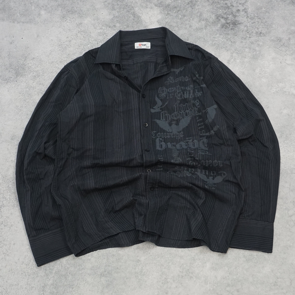 2000s Target Graphic Pinstripe Shirt