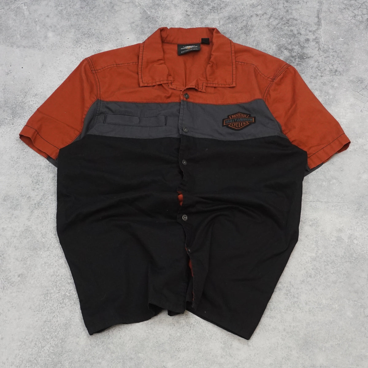 2000s Harley-Davidson Colourblock Embroidered Button Up