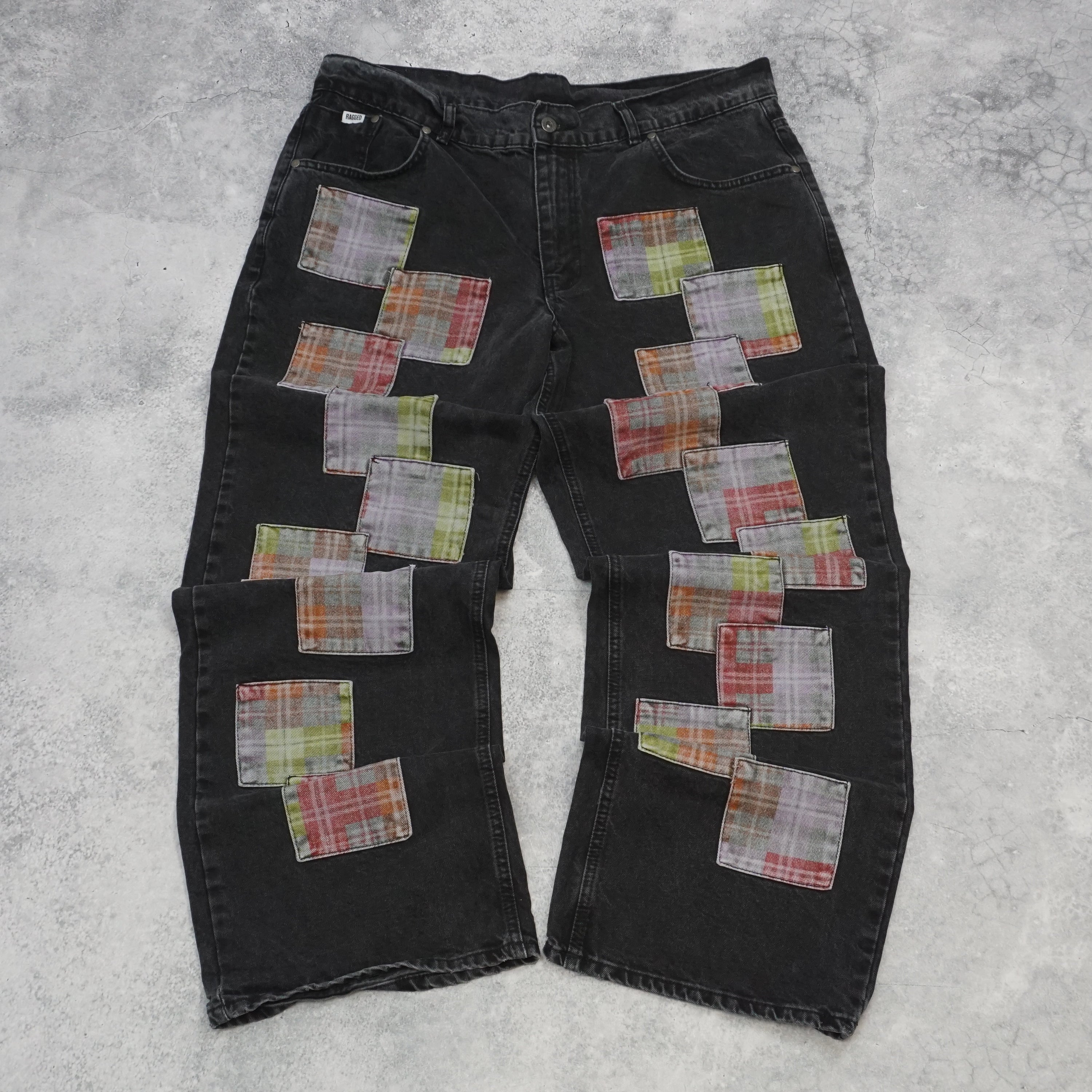 Ragged Patchwork Design Jeans